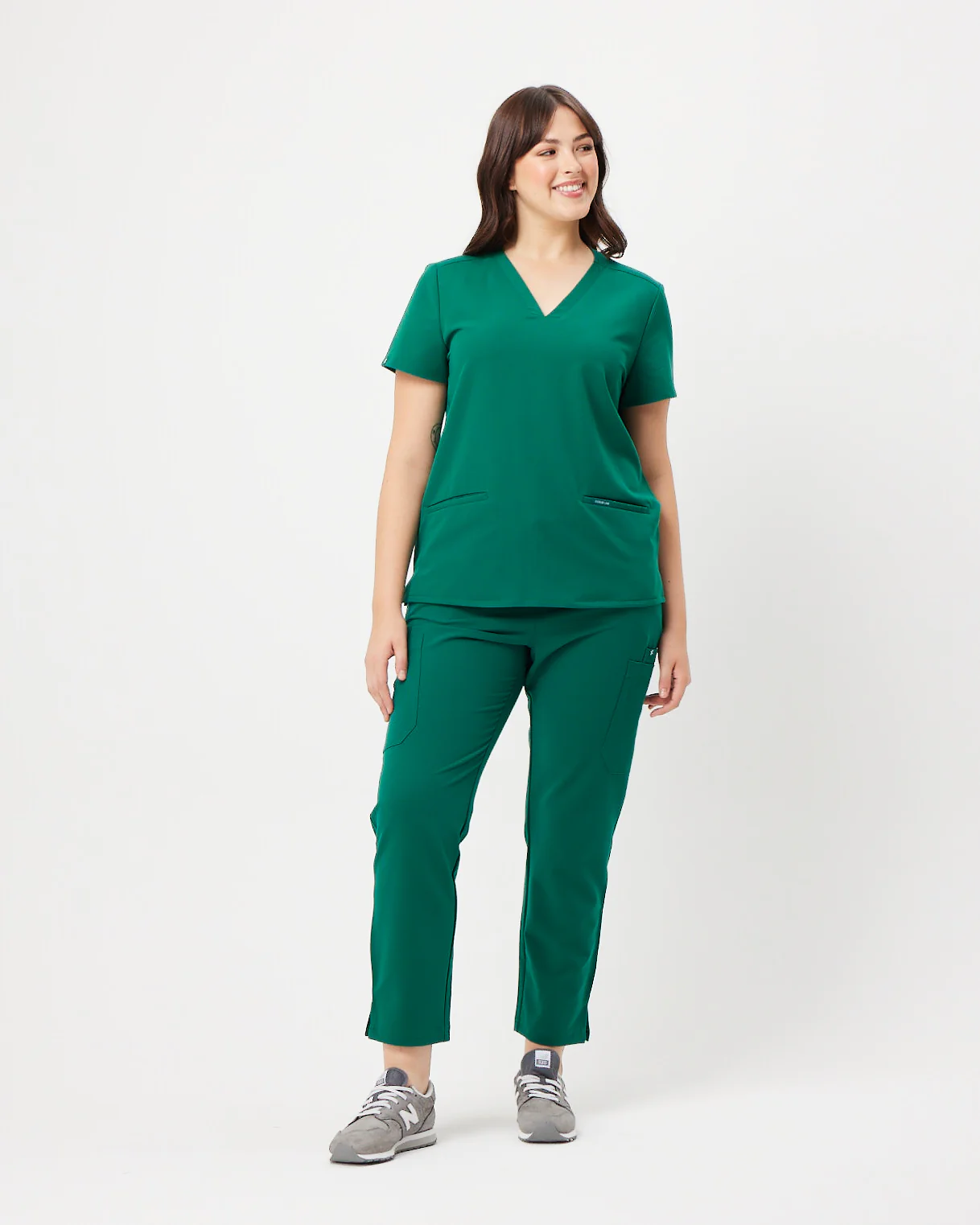 CLARISSA Skinny Leg Scrub Pants - Hunter Green | SLTECH™ - Image 3