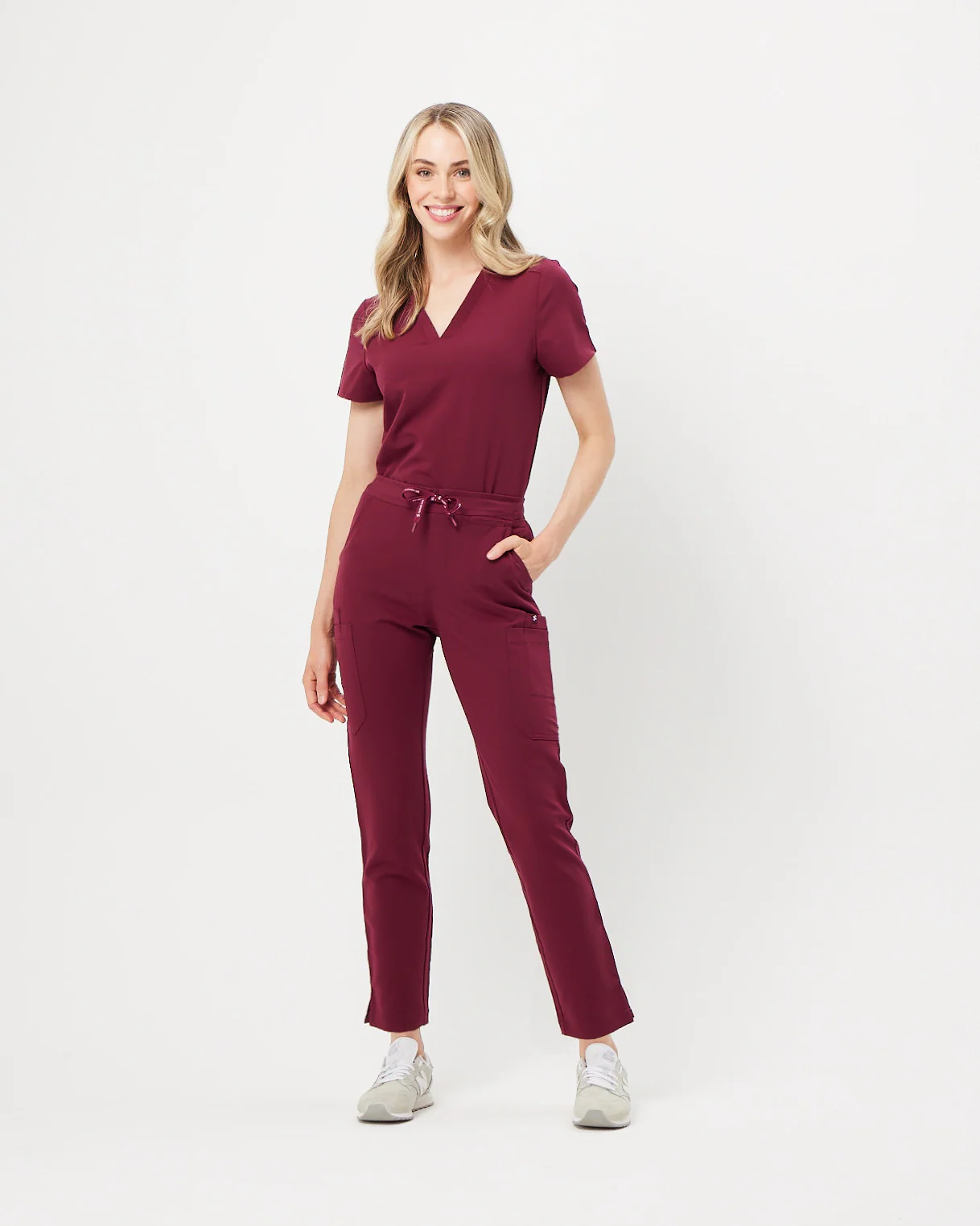 CLARISSA Skinny Leg Scrub Pants - Maroon | SLTECH™ - Image 2