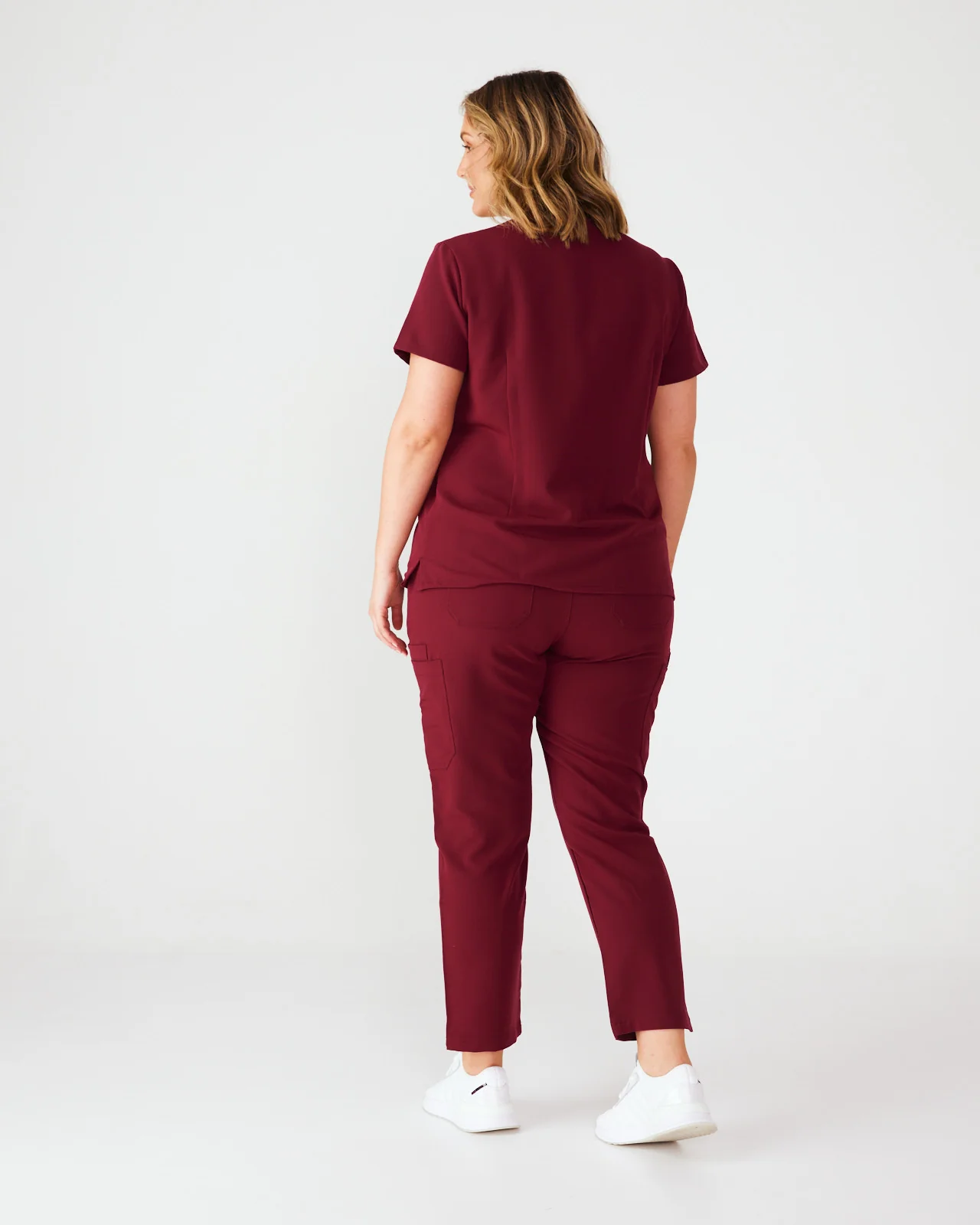 CLARISSA Skinny Leg Scrub Pants - Maroon | SLTECH™ - Image 5