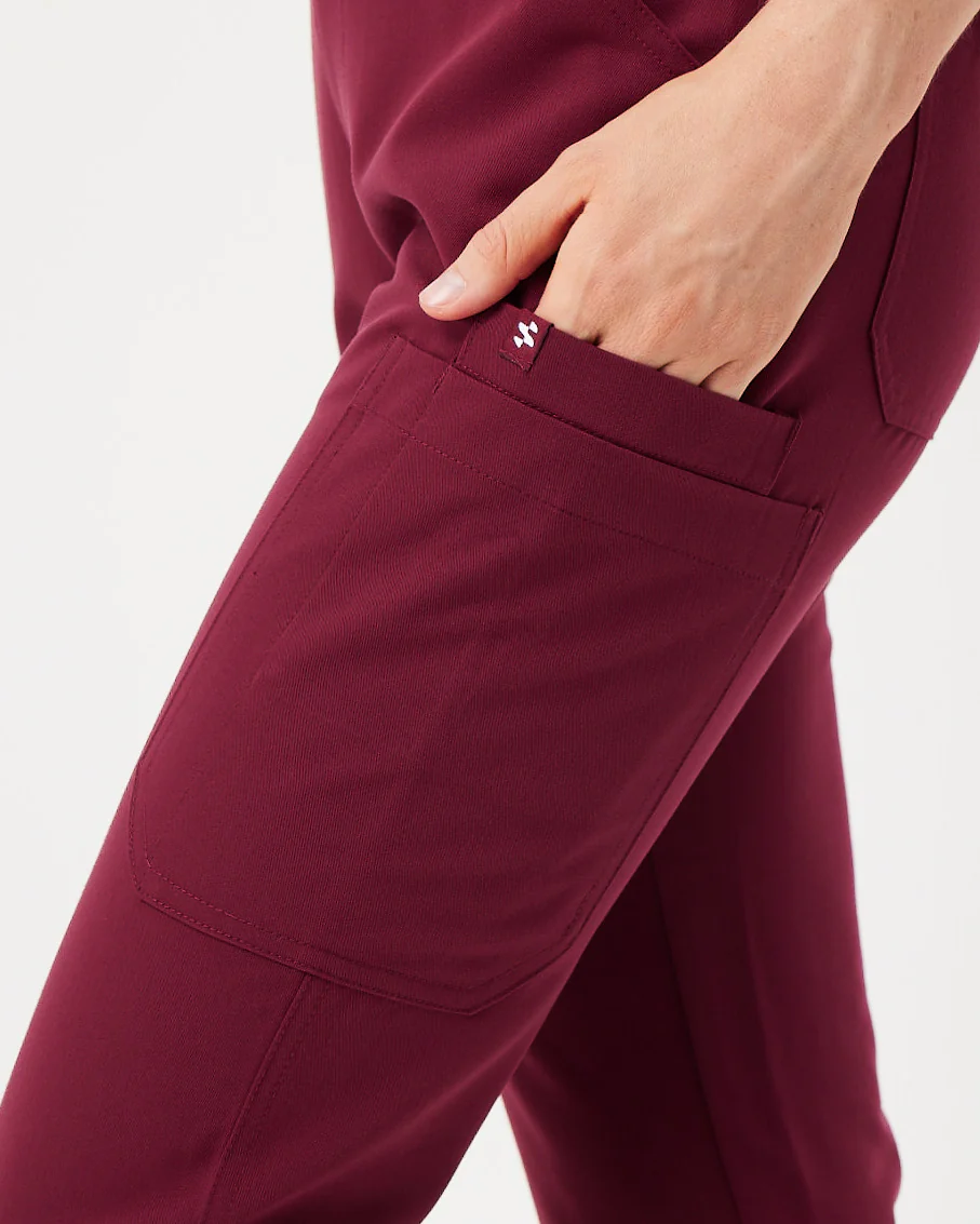 CLARISSA Skinny Leg Scrub Pants - Maroon | SLTECH™ - Image 8