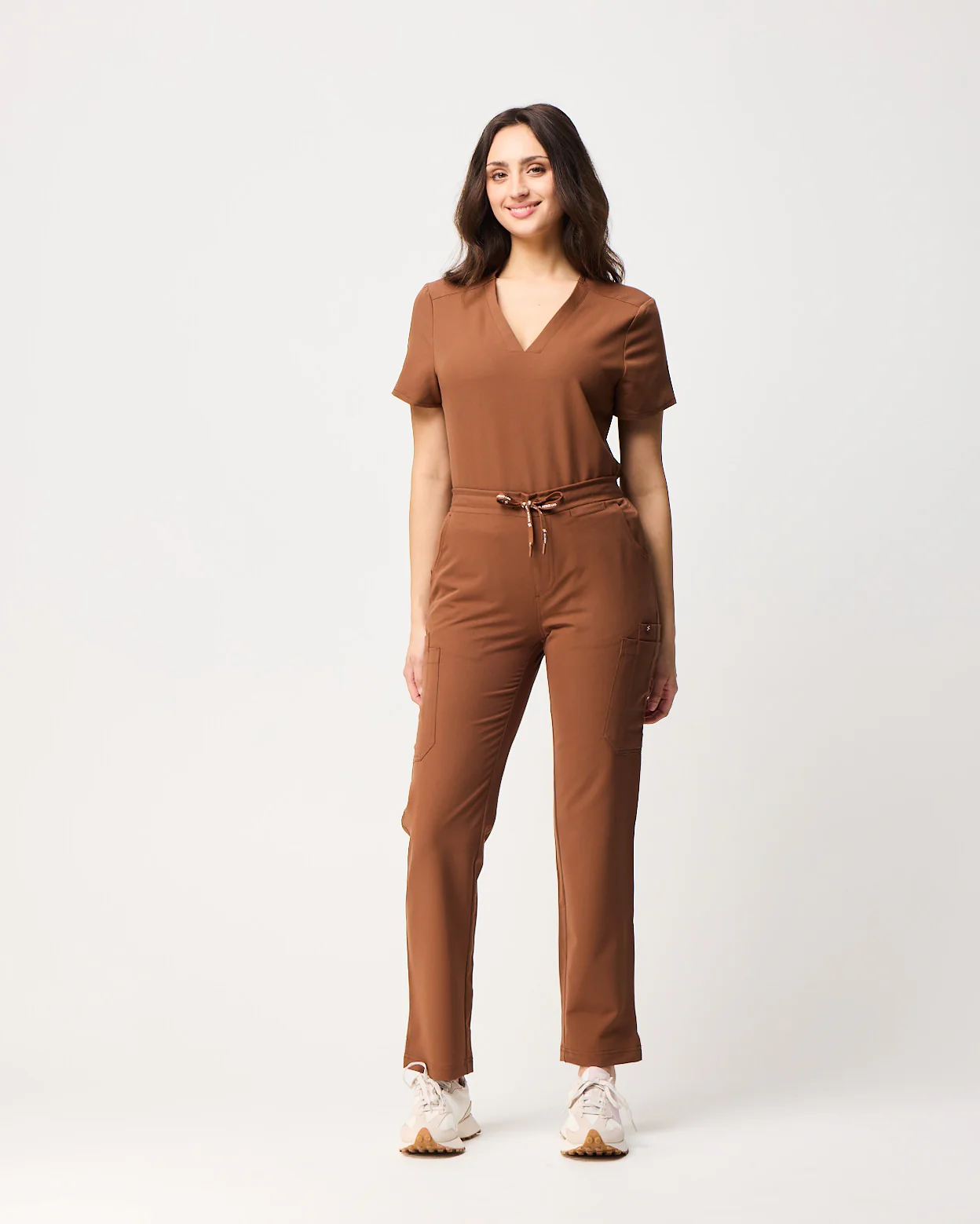 CLARISSA Skinny Leg Scrub Pants - Pecan Brown | SLTECH™ - Image 3