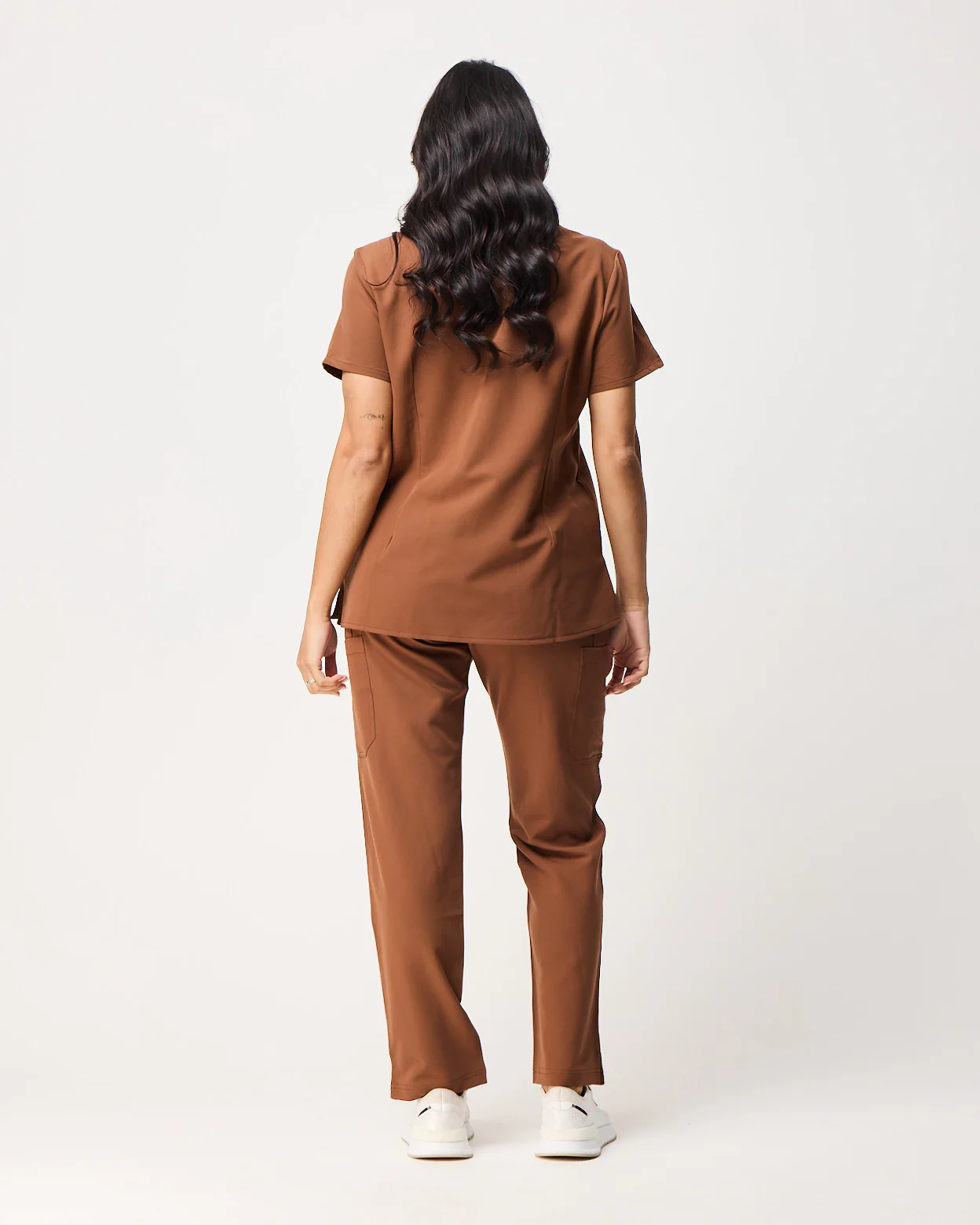 CLARISSA Skinny Leg Scrub Pants - Pecan Brown | SLTECH™ - Image 4