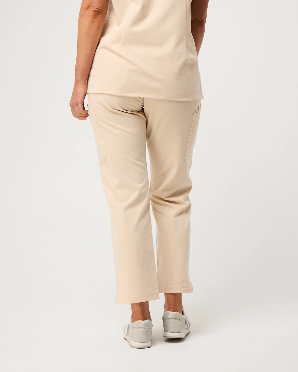 CLARISSA Skinny Leg Scrub Pants - Soft Beige | SLTECH™ - Image 4