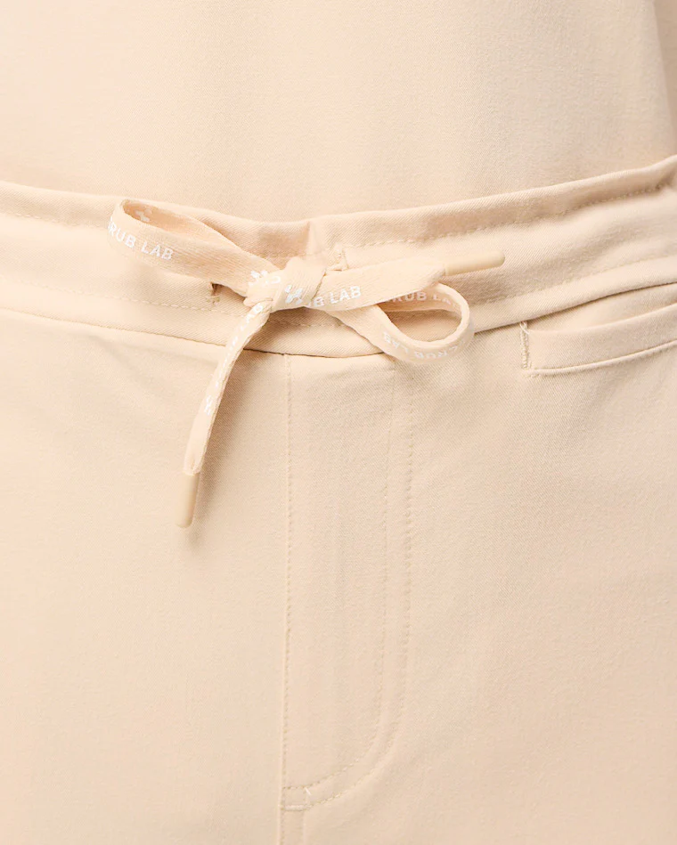 CLARISSA Skinny Leg Scrub Pants - Soft Beige | SLTECH™ - Image 8