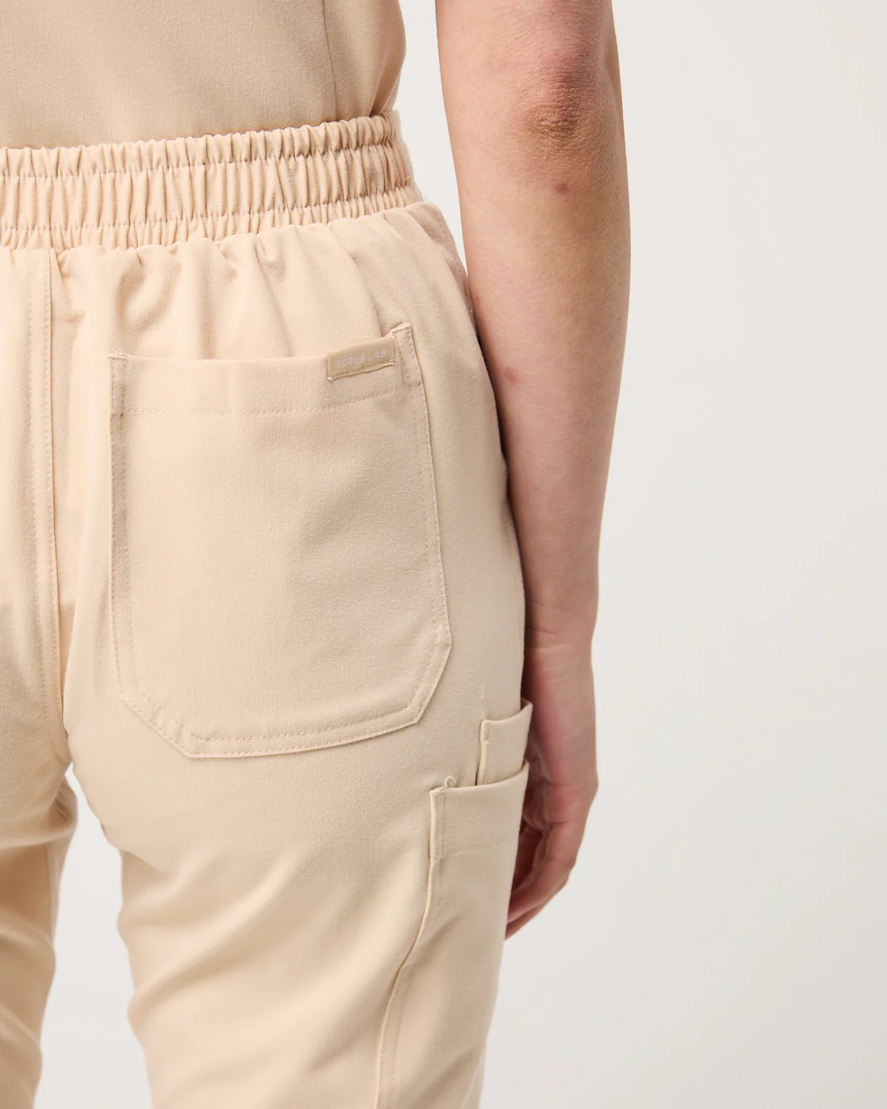 CLARISSA Skinny Leg Scrub Pants - Soft Beige | SLTECH™ - Image 9