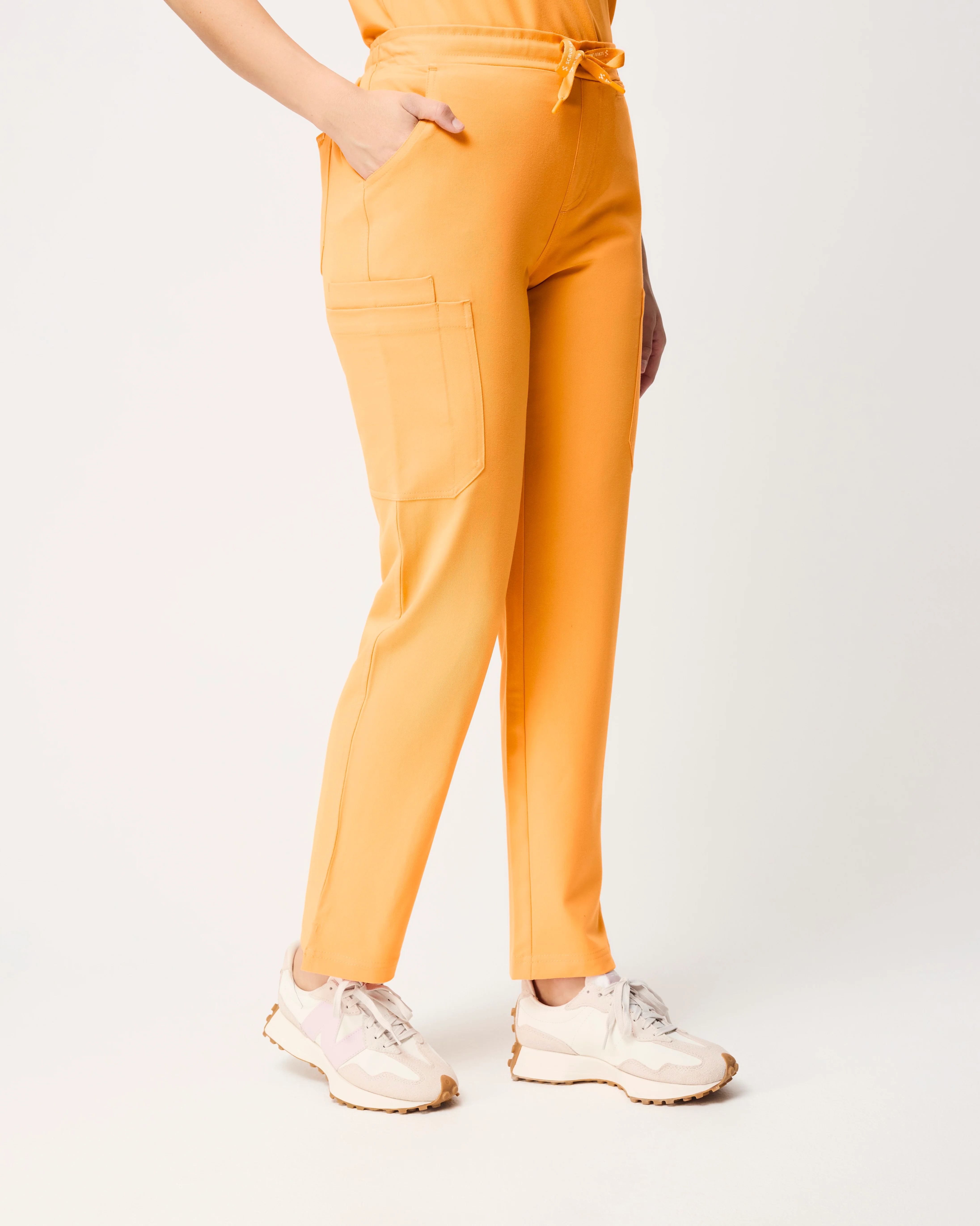 CLARISSA Skinny Leg Scrub Pants - Tangerine Orange | SLTECH™ - Image 6