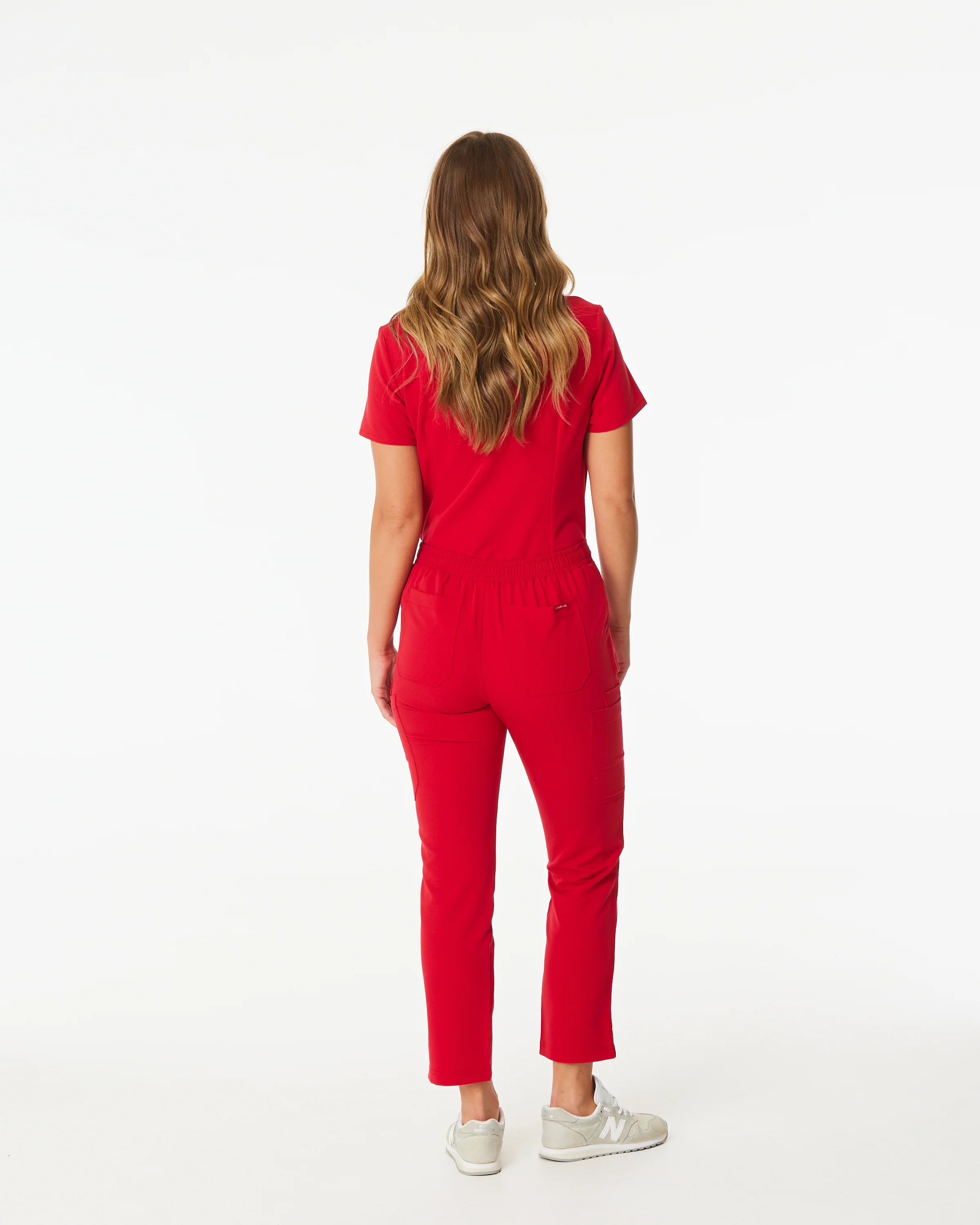 CLARISSA Skinny Leg Scrub Pants - Rouge Red | SLTECH™ - CLEARANCE - Image 4