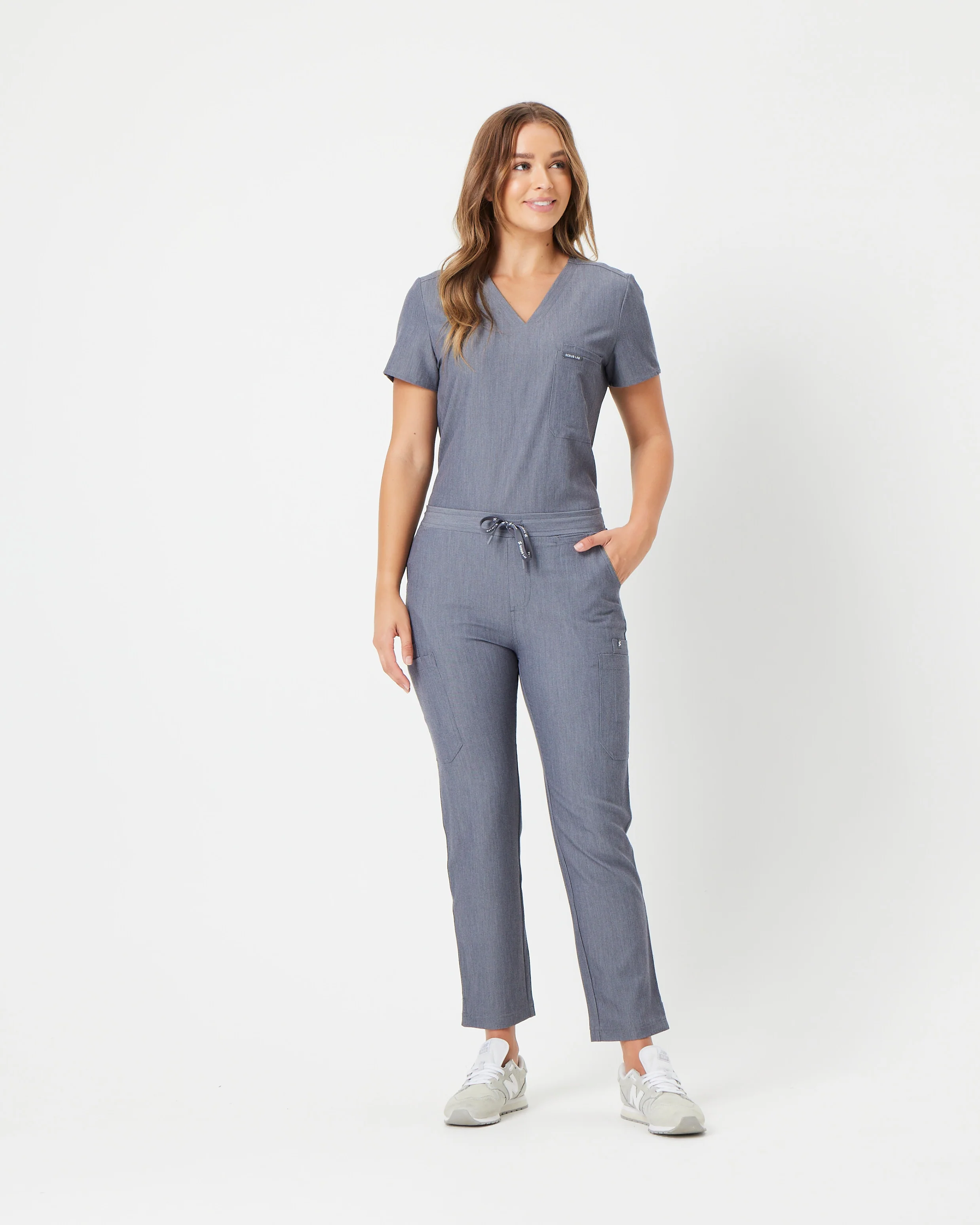CLARISSA Skinny Leg Scrub Pants - Steel Grey | SLTECH™ - Image 3
