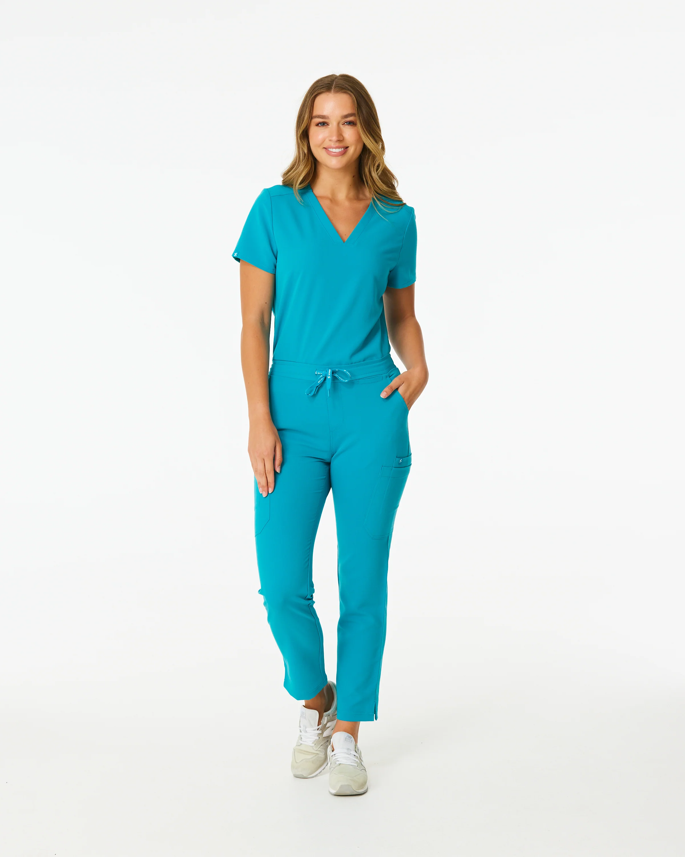 CLARISSA Skinny Leg Scrub Pants - Teal | SLTECH™ - CLEARANCE - Image 3
