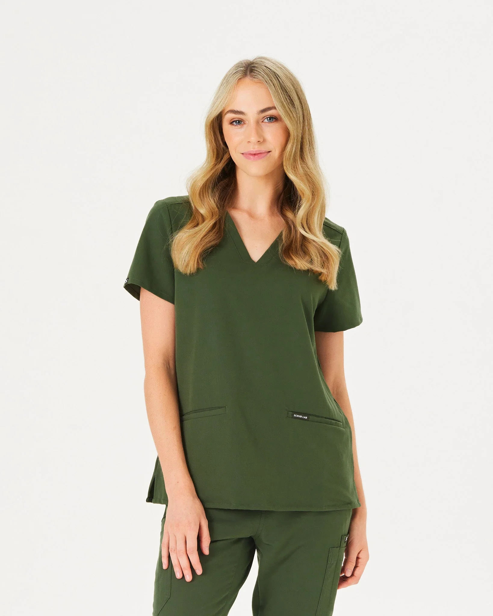 ELIZABETH Two Pocket Scrub Top - Combat Khaki | SLTECH™ - Image 3