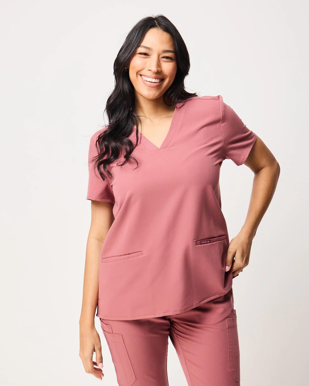 ELIZABETH Two Pocket Scrub Top - Mauve | SLTECH™ - Image 2