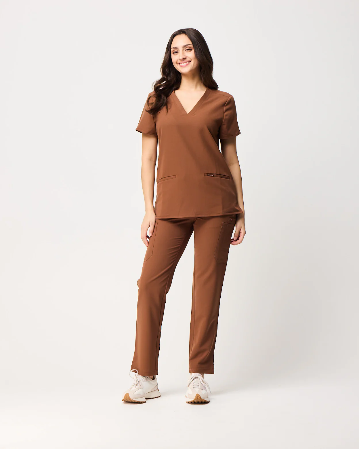 ELIZABETH Two Pocket Scrub Top - Pecan Brown | SLTECH™ - Image 3