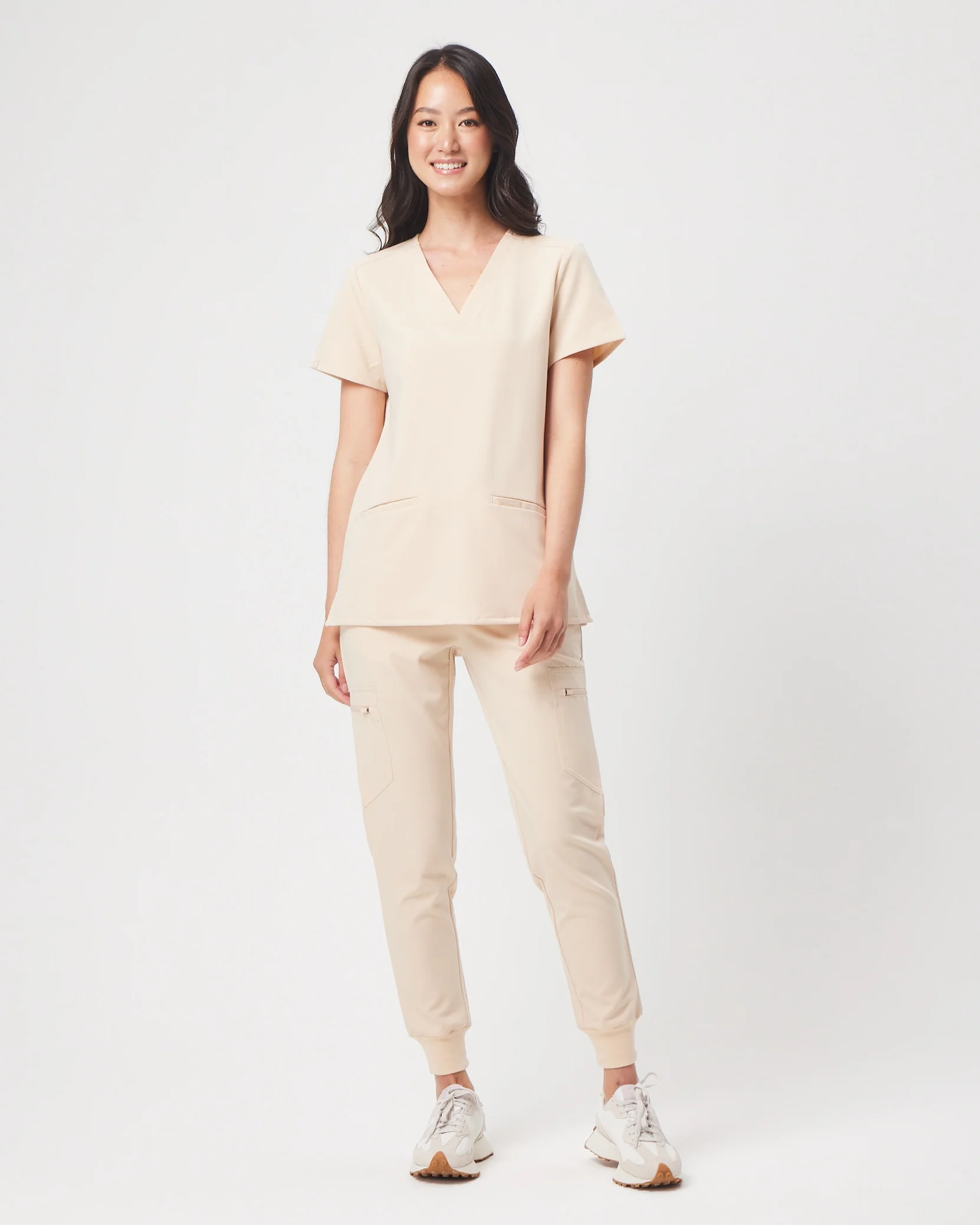 ELIZABETH Two Pocket Scrub Top - Soft Beige | SLTECH™ - Image 3