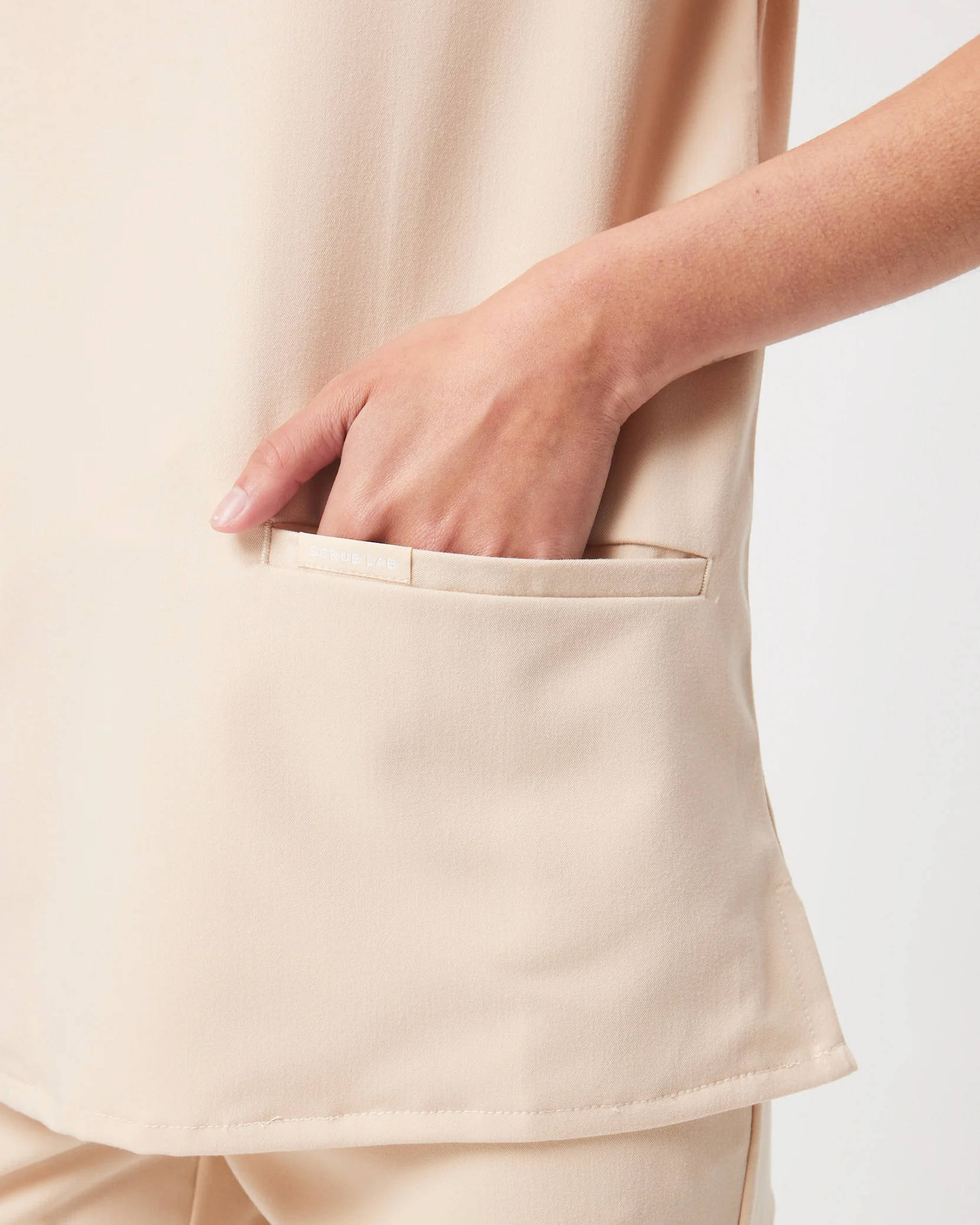 ELIZABETH Two Pocket Scrub Top - Soft Beige | SLTECH™ - Image 7