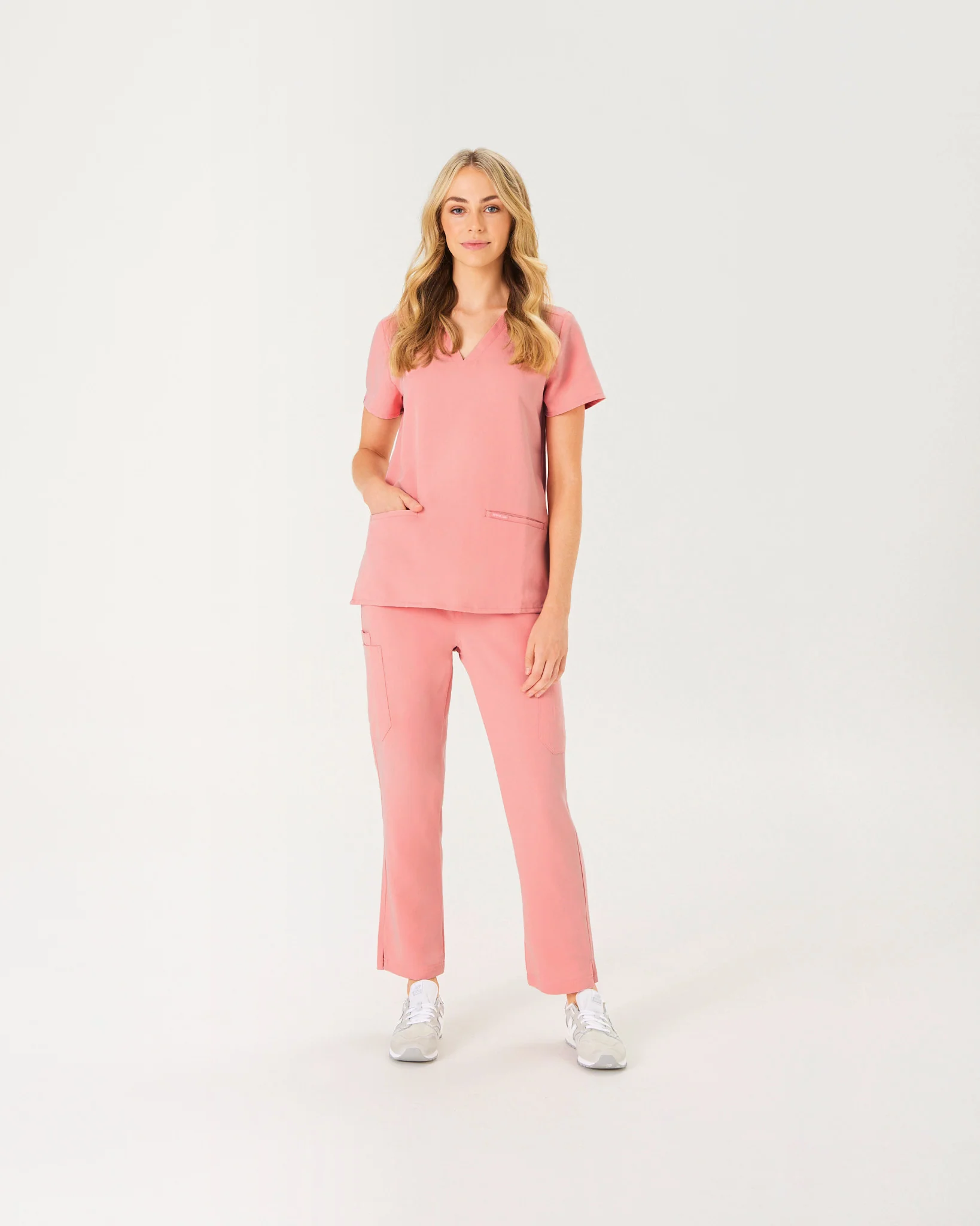 ELIZABETH Two Pocket Scrub Top - Peach Quartz | SLTECH™ - Image 3