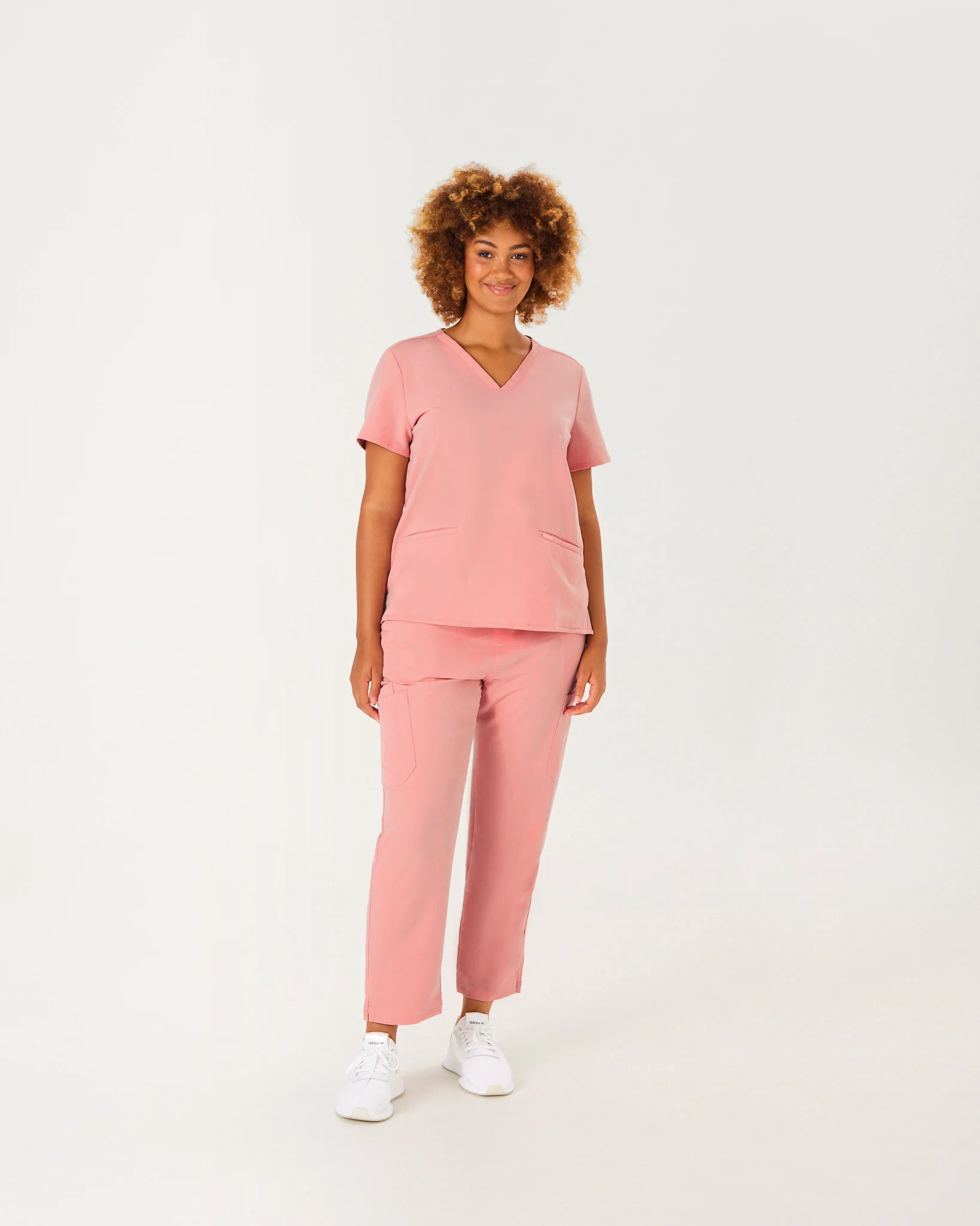 ELIZABETH Two Pocket Scrub Top - Peach Quartz | SLTECH™ - Image 4