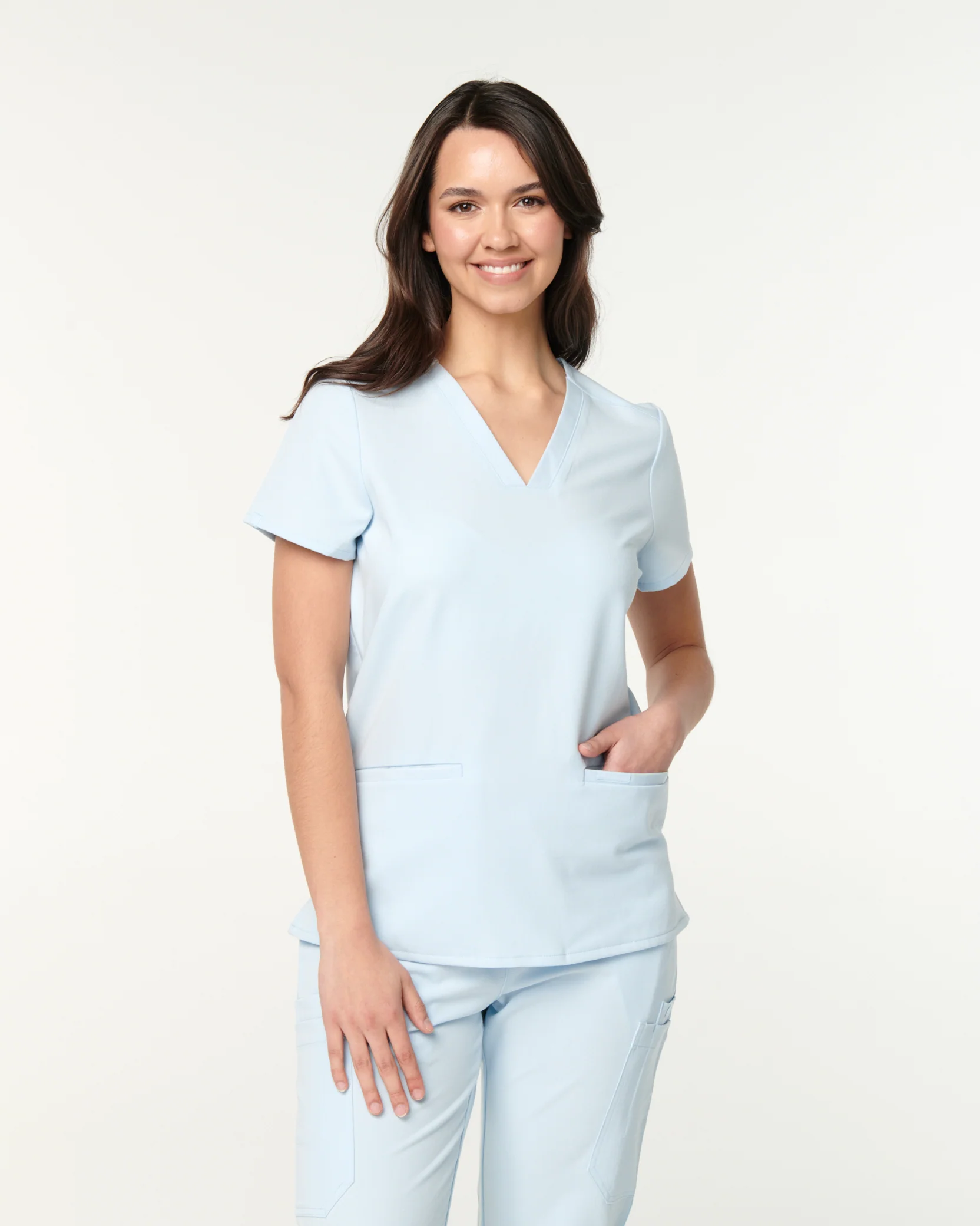 ELIZABETH Two Pocket Scrub Top - Powder Blue | SLTECH™