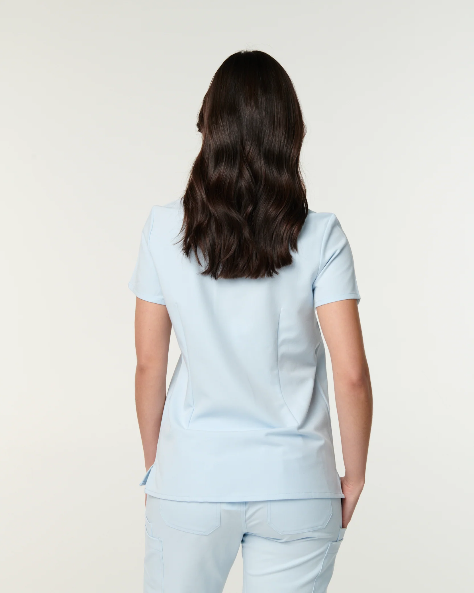 ELIZABETH Two Pocket Scrub Top - Powder Blue | SLTECH™ - Image 3