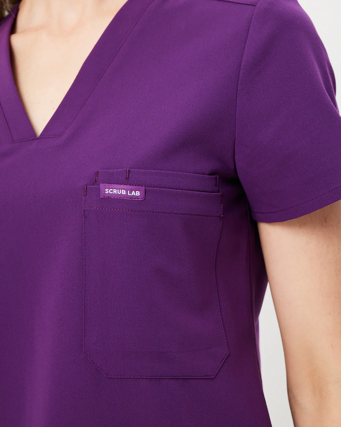 FLORENCE Three Chest Pocket Scrub Top - Aubergine | SLTECH™ - Image 7