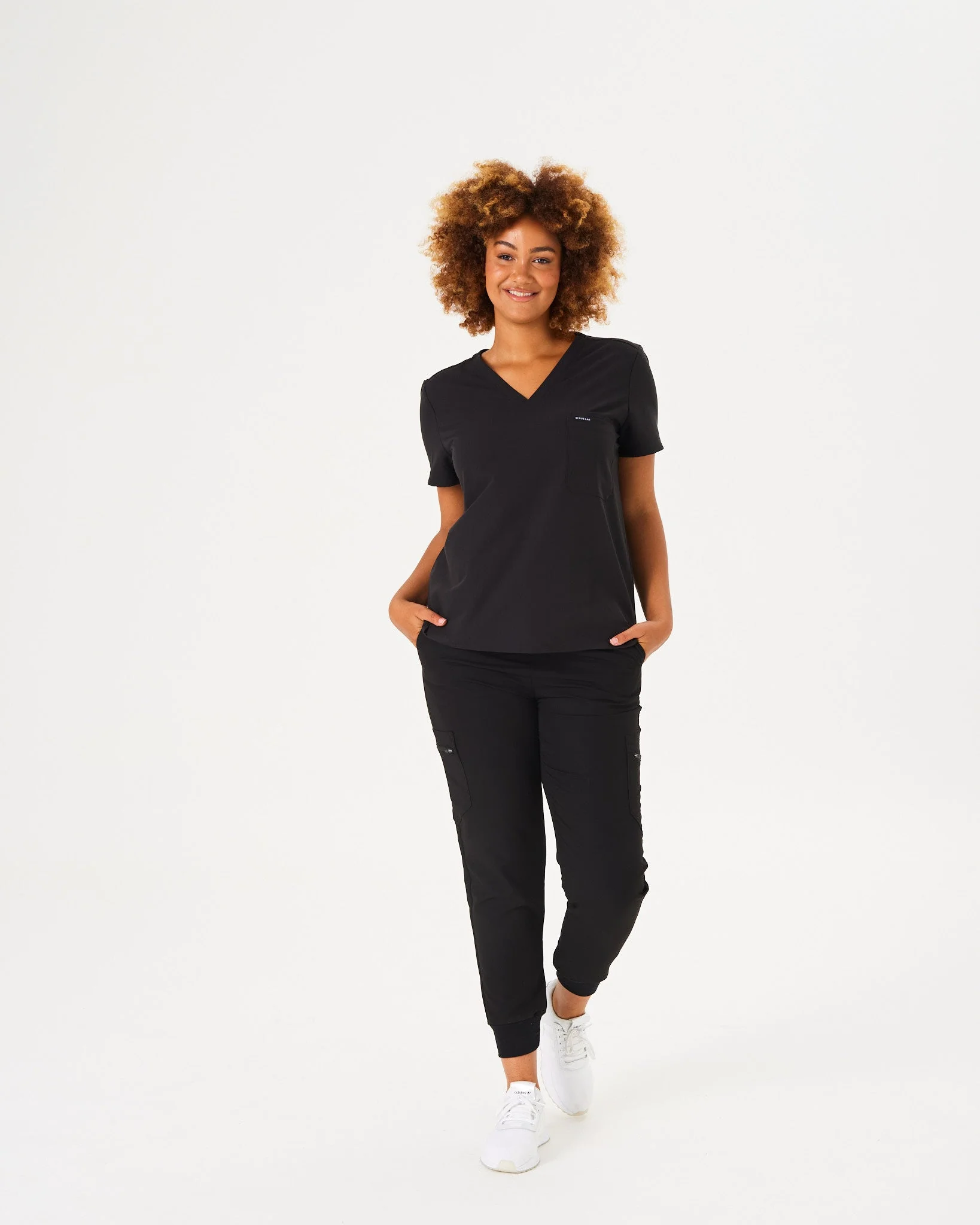 FLORENCE Three Chest Pocket Scrub Top - Black | SLTECH™ - Image 3