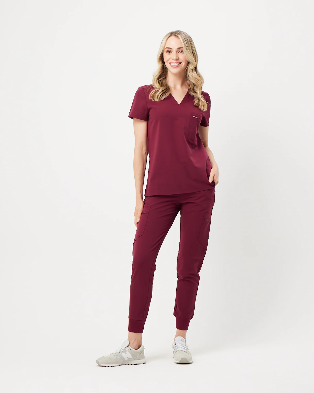 FLORENCE Three Chest Pocket Scrub Top - Maroon | SLTECH™ - Image 3