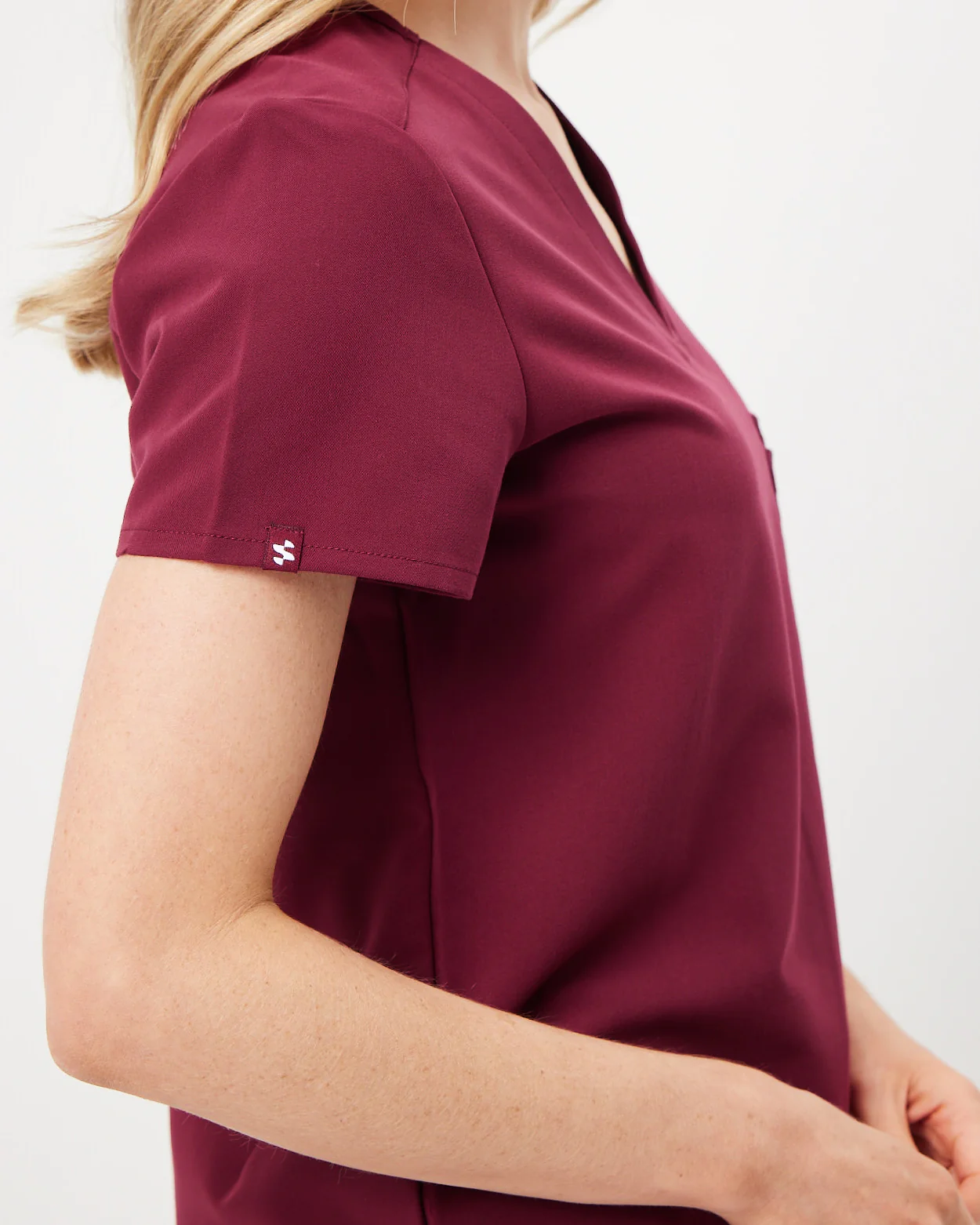 FLORENCE Three Chest Pocket Scrub Top - Maroon | SLTECH™ - Image 6
