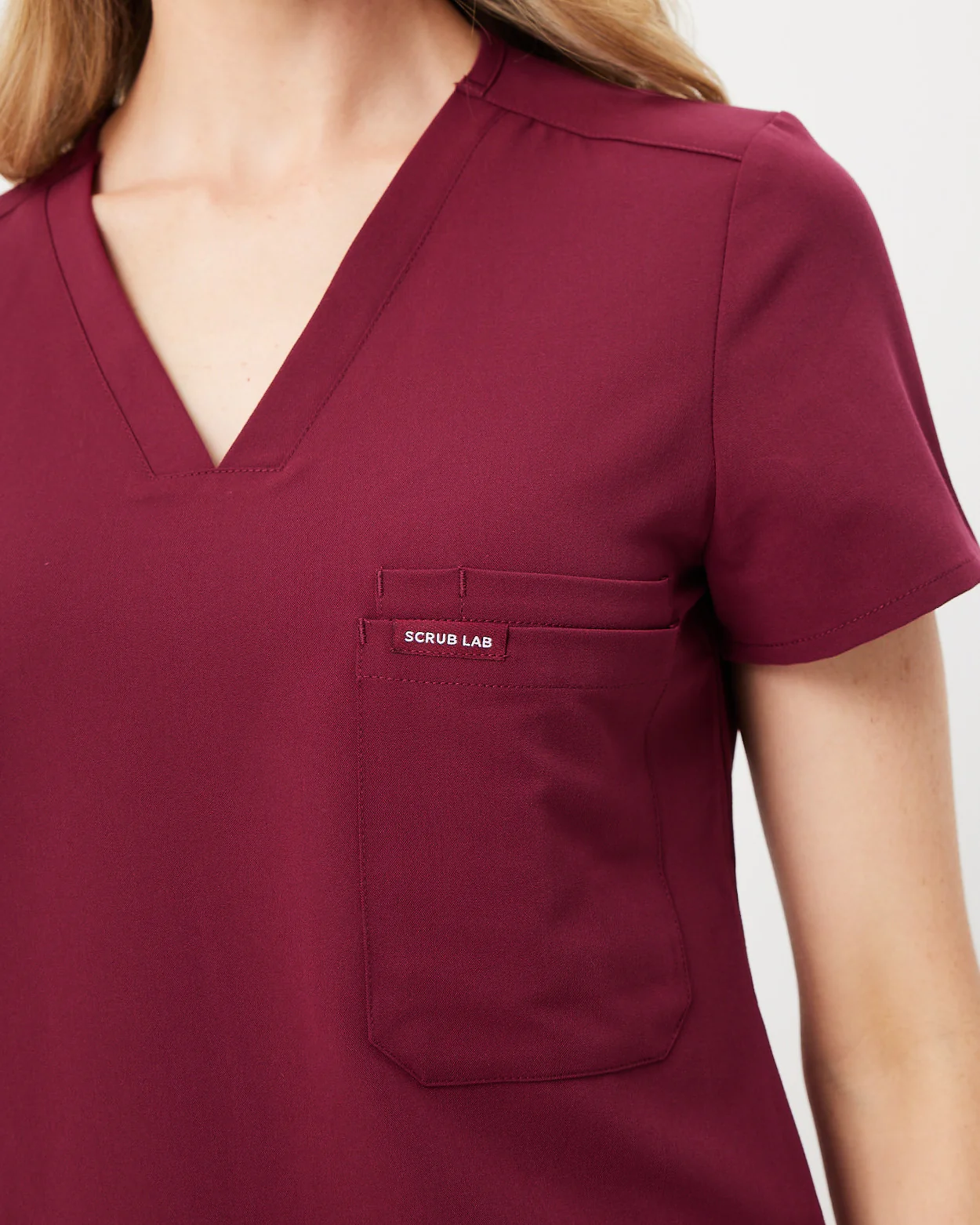 FLORENCE Three Chest Pocket Scrub Top - Maroon | SLTECH™ - Image 7