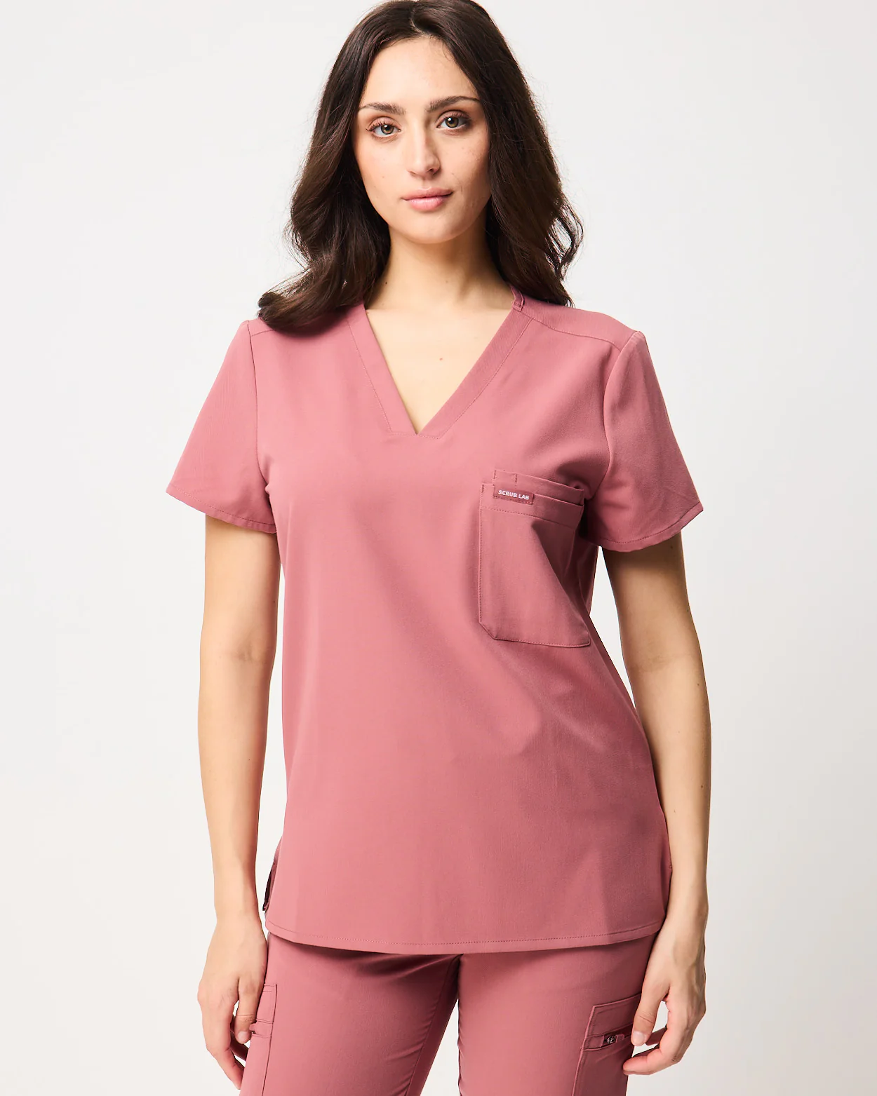 FLORENCE Three Chest Pocket Scrub Top - Mauve | SLTECH™ - Image 4