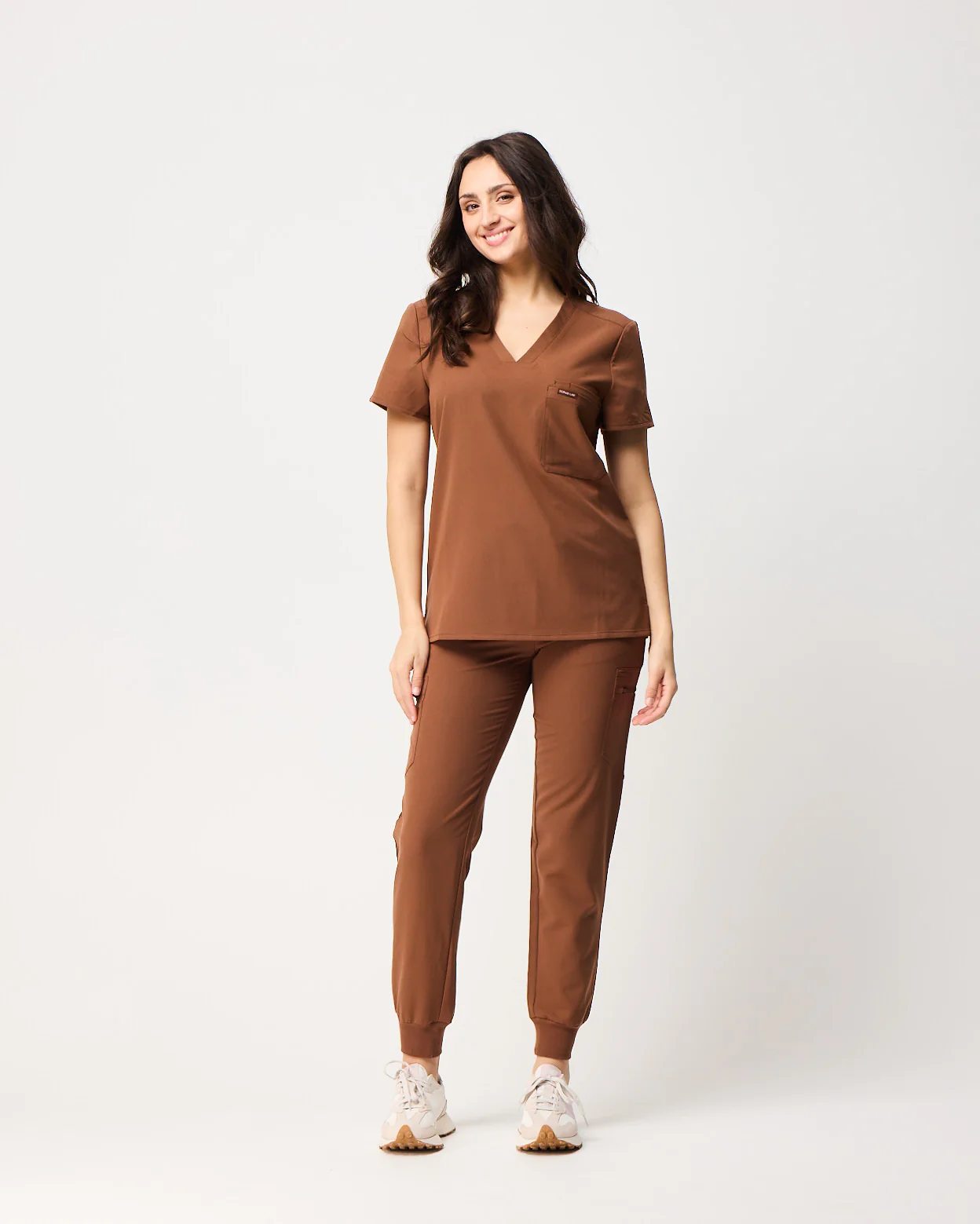 FLORENCE Three Chest Pocket Scrub Top - Pecan Brown | SLTECH™ - Image 4