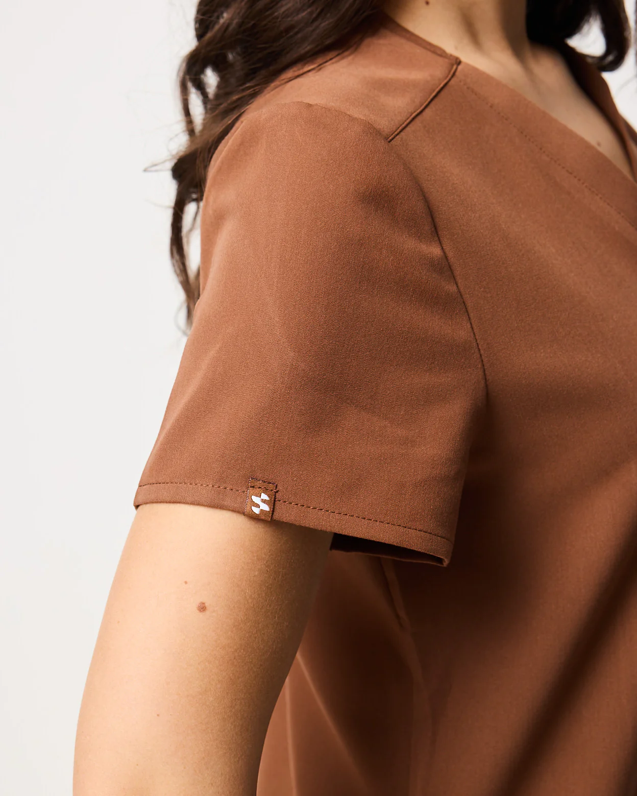 FLORENCE Three Chest Pocket Scrub Top - Pecan Brown | SLTECH™ - Image 6