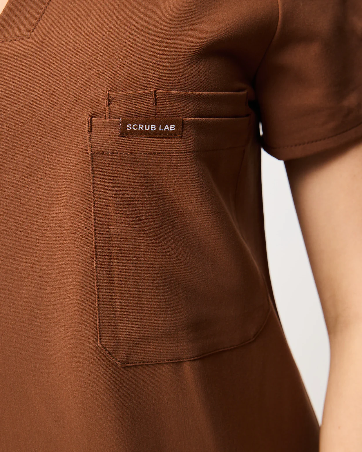 FLORENCE Three Chest Pocket Scrub Top - Pecan Brown | SLTECH™ - Image 7