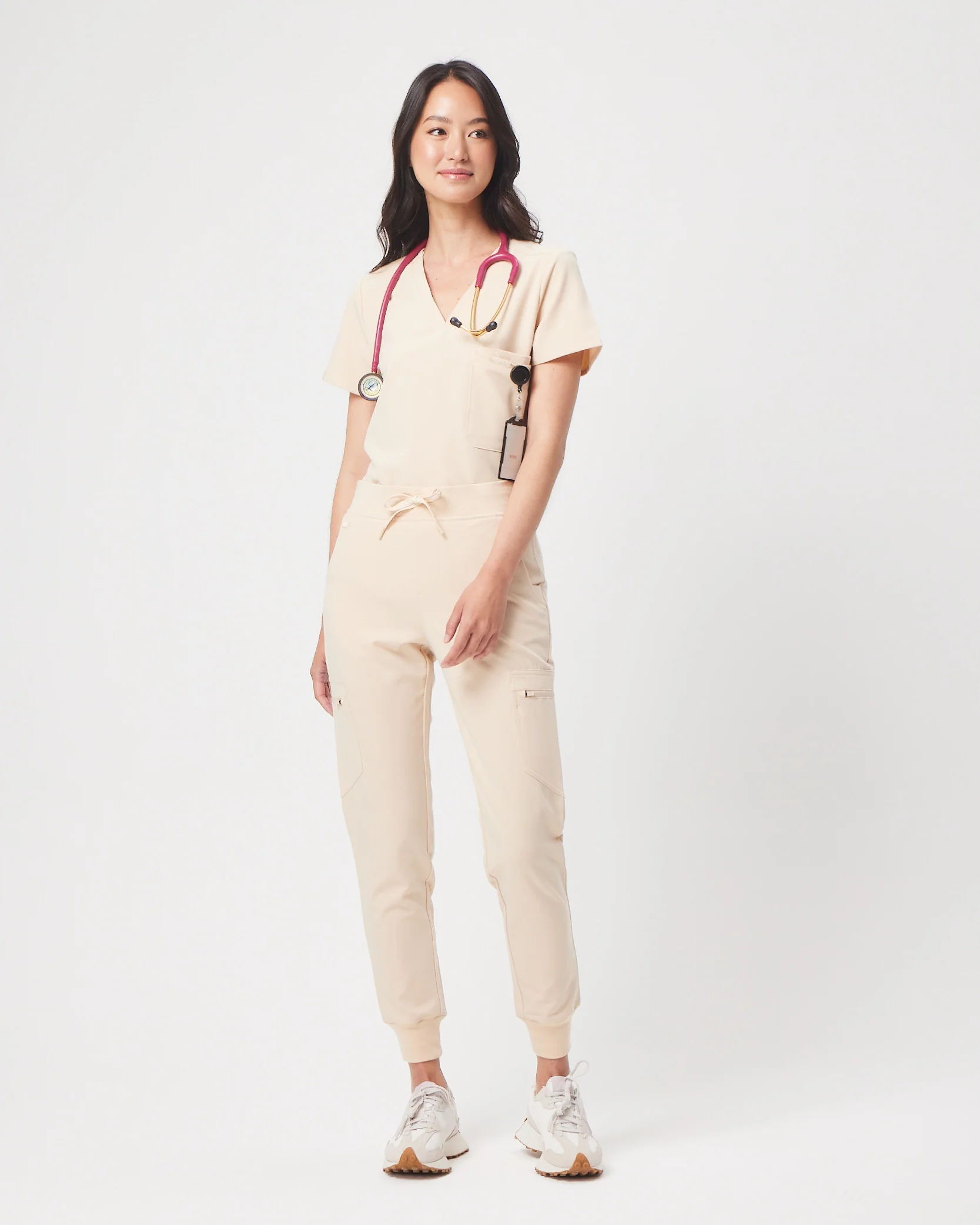 FLORENCE Three Chest Pocket Scrub Top- Soft Beige | SLTECH™ - Image 4