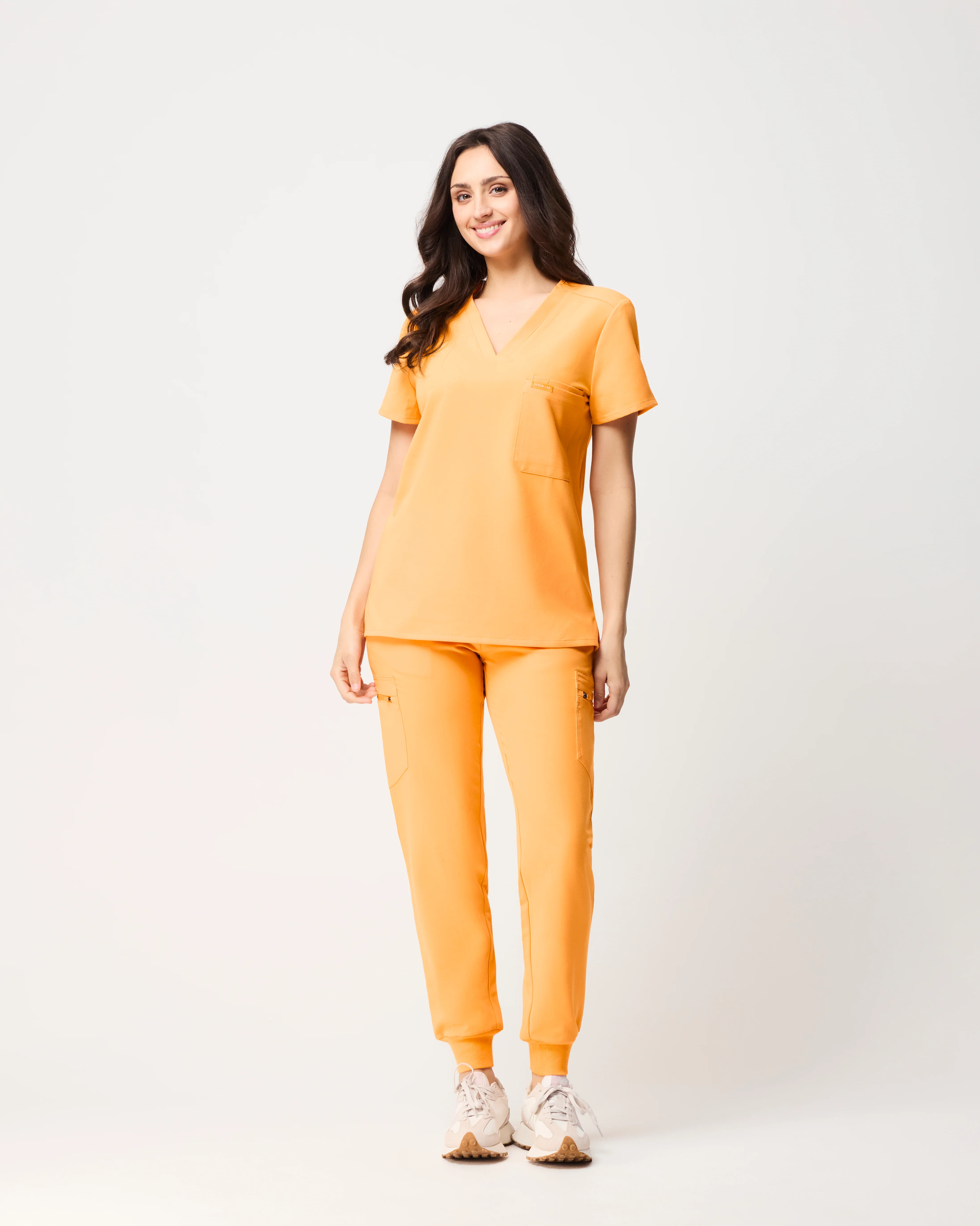 FLORENCE Three Chest Pocket Scrub Top - Tangerine Orange | SLTECH™ - Image 3