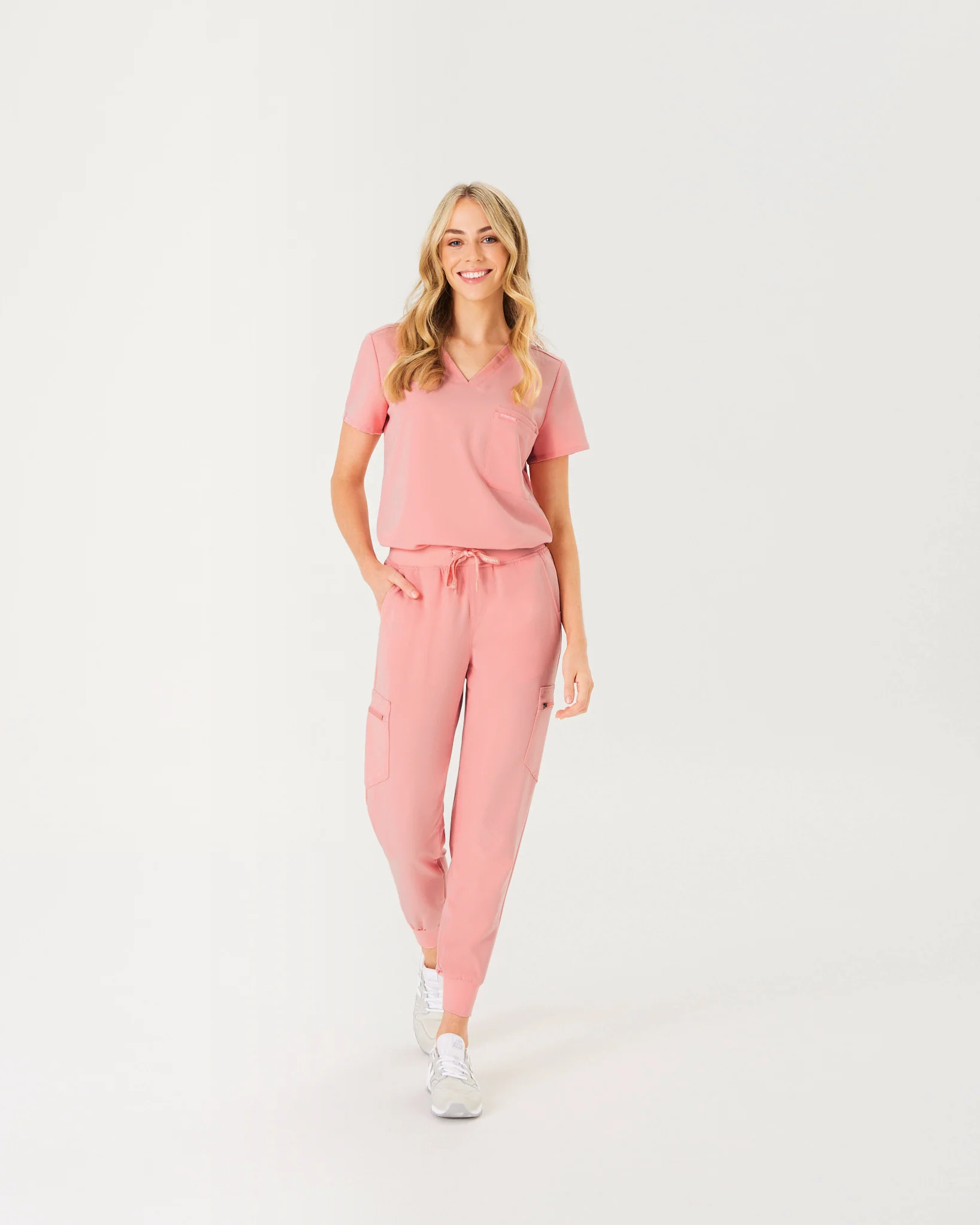FLORENCE Three Chest Pocket Scrub Top - Peach Quartz | SLTECH™ - Image 3