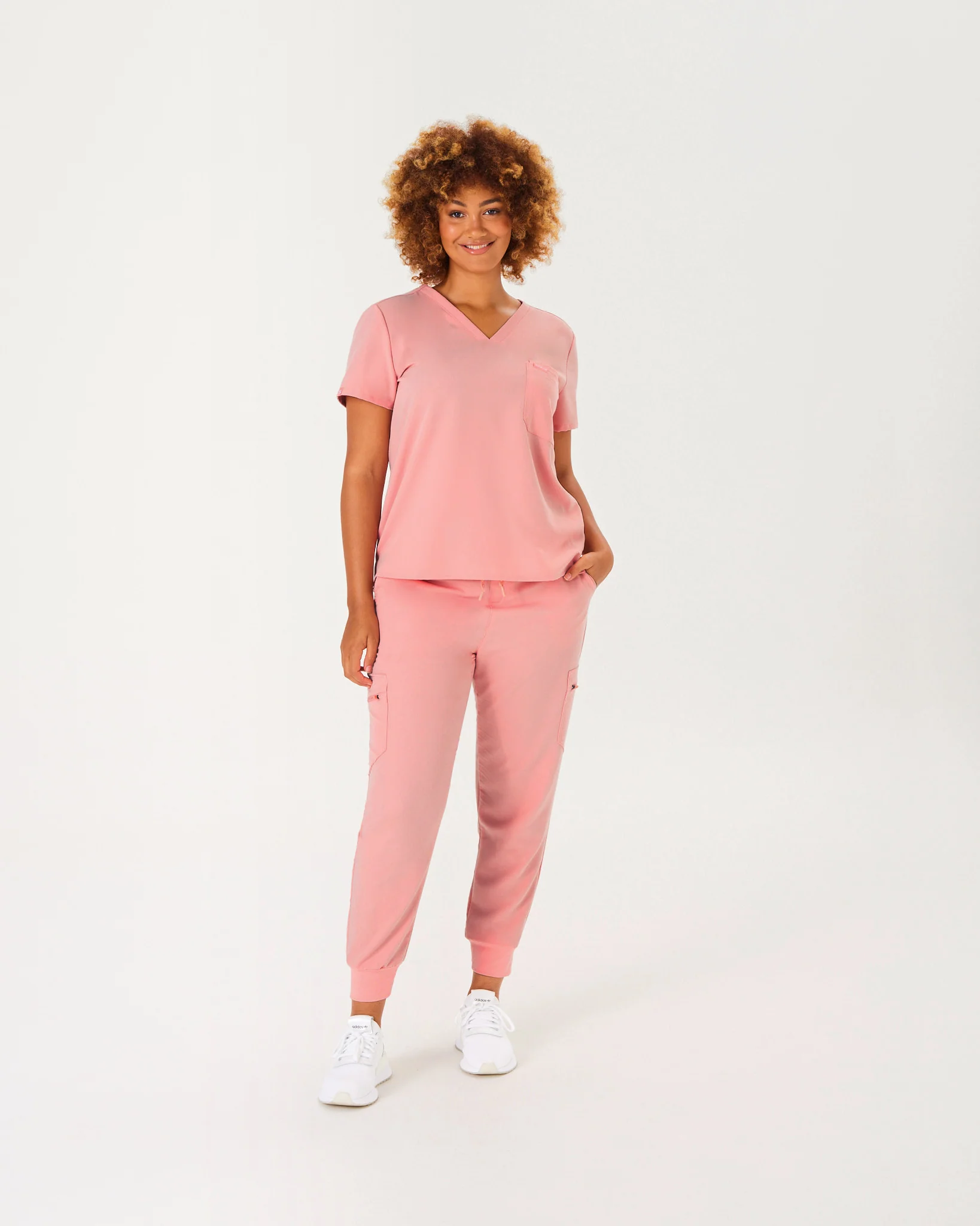 FLORENCE Three Chest Pocket Scrub Top - Peach Quartz | SLTECH™ - Image 4