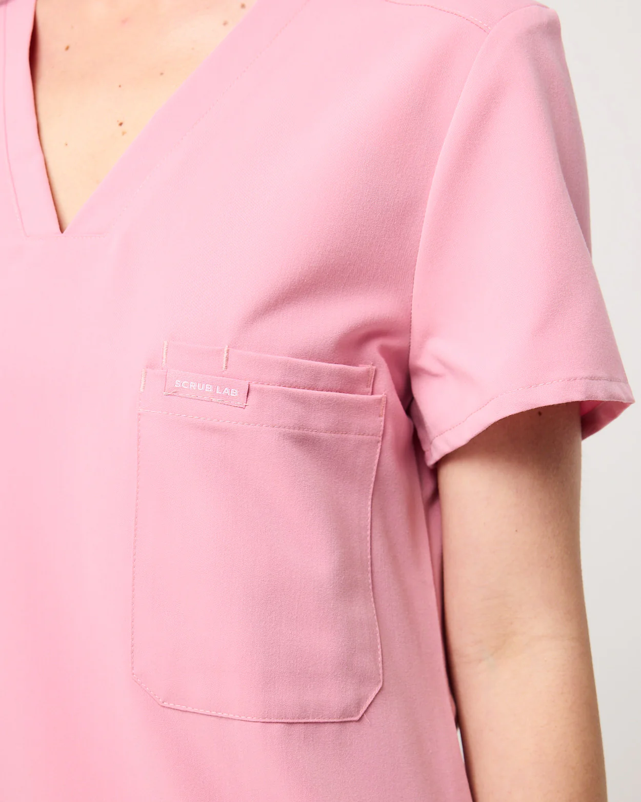 FLORENCE Three Chest Pocket Scrub Top (Original SLTECH™ fabric) - Picasso Pink - Image 7