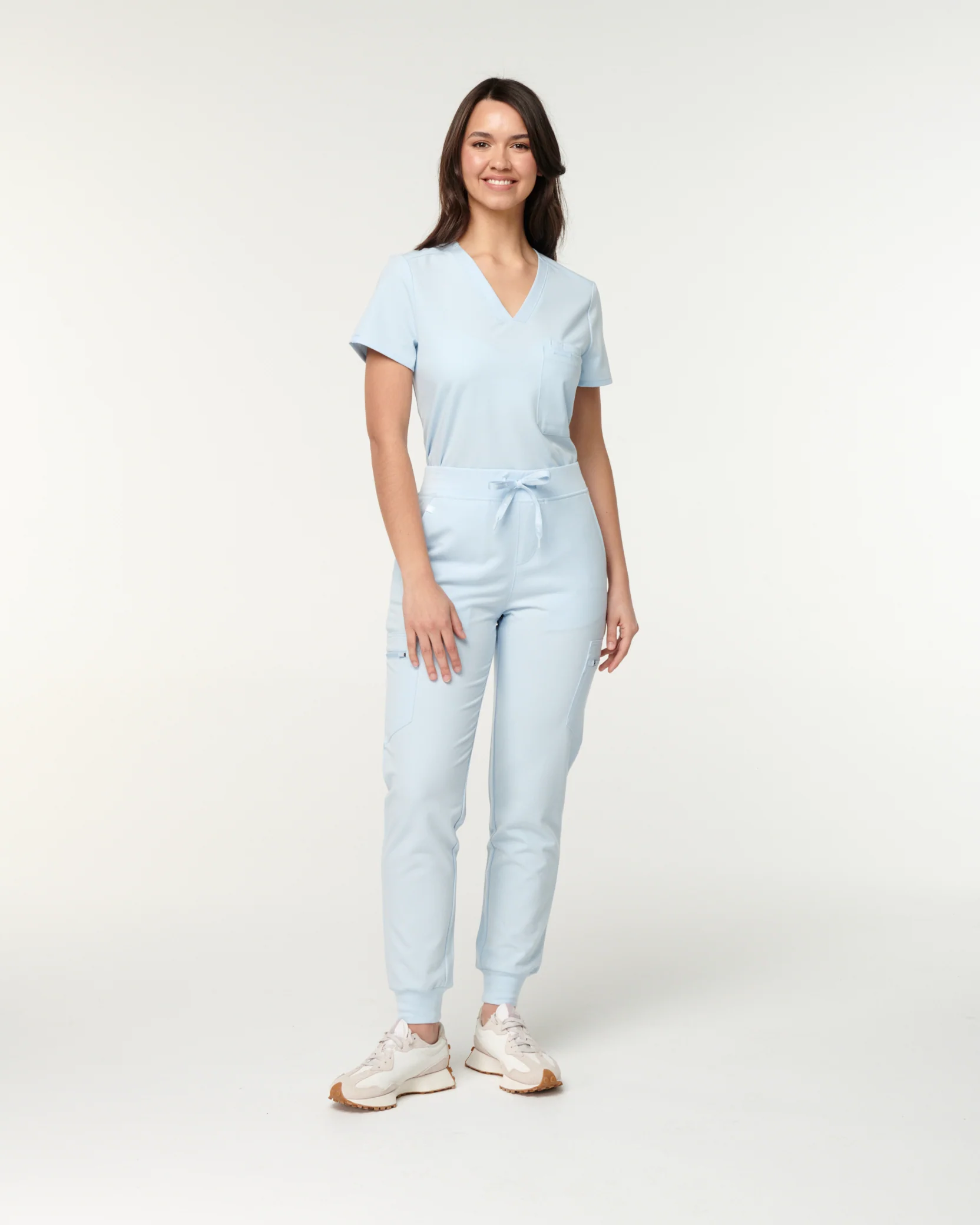 FLORENCE Three Chest Pocket Scrub Top - Powder Blue | SLTECH™ - Image 4