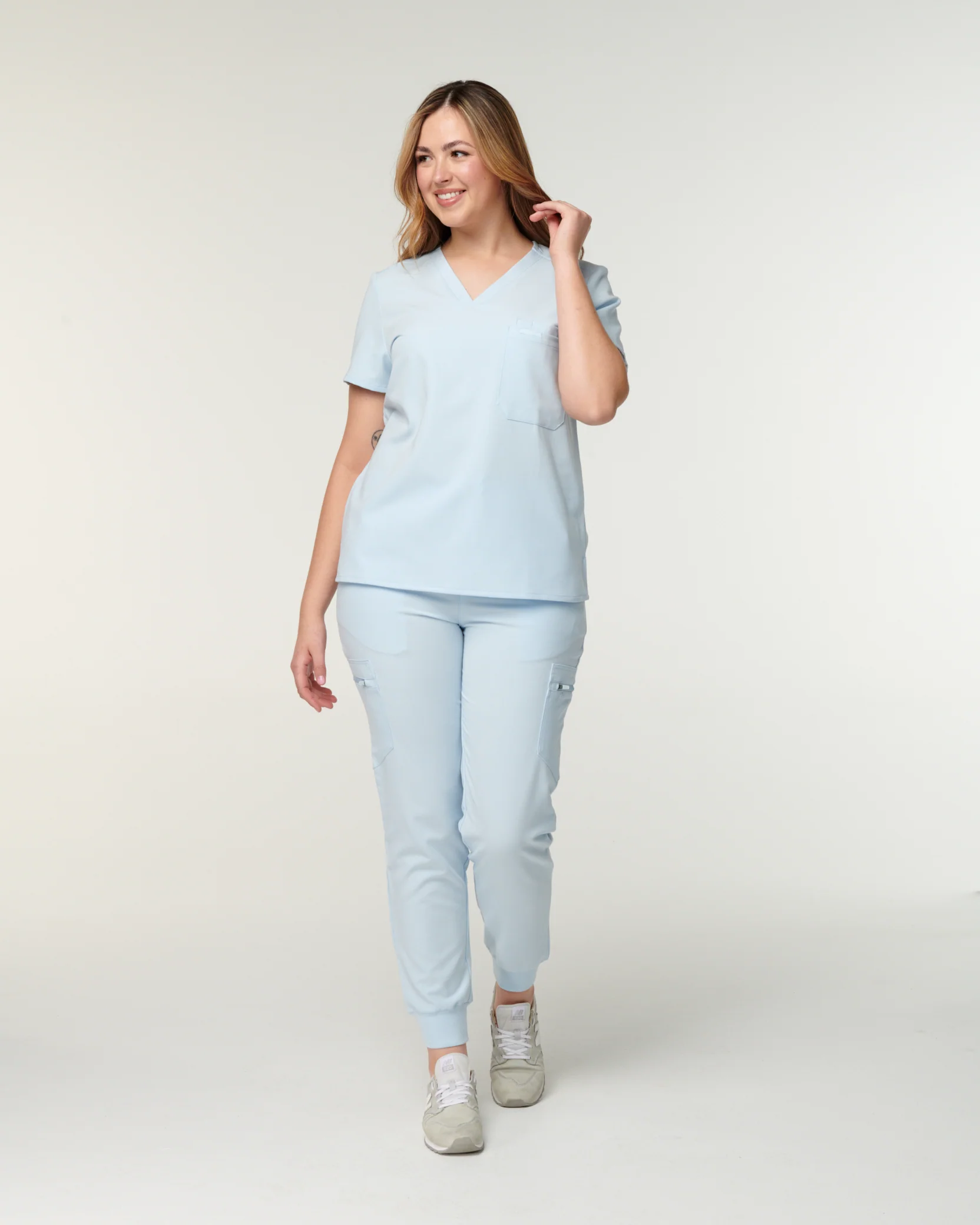 FLORENCE Three Chest Pocket Scrub Top - Powder Blue | SLTECH™ - Image 5