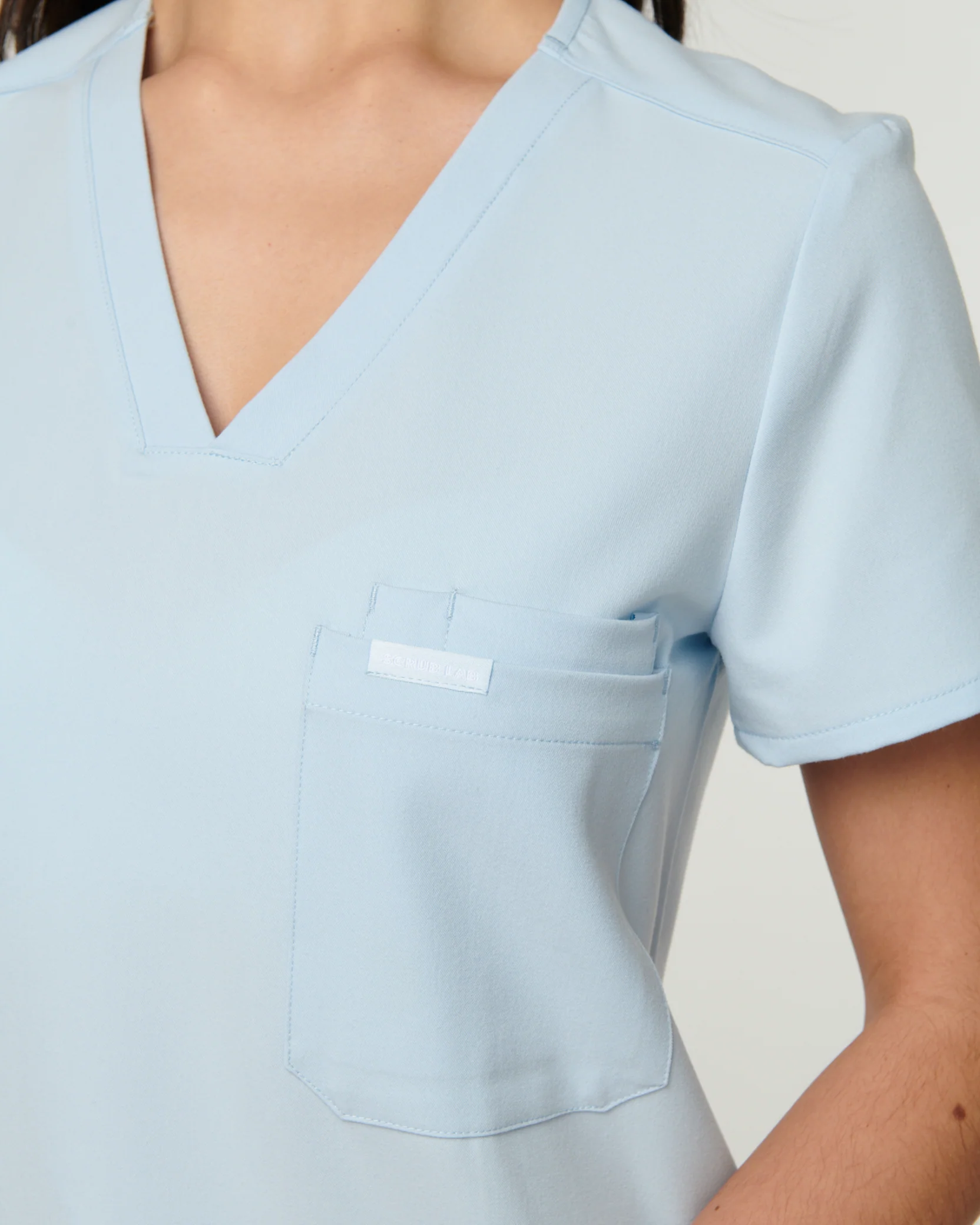 FLORENCE Three Chest Pocket Scrub Top - Powder Blue | SLTECH™ - Image 6