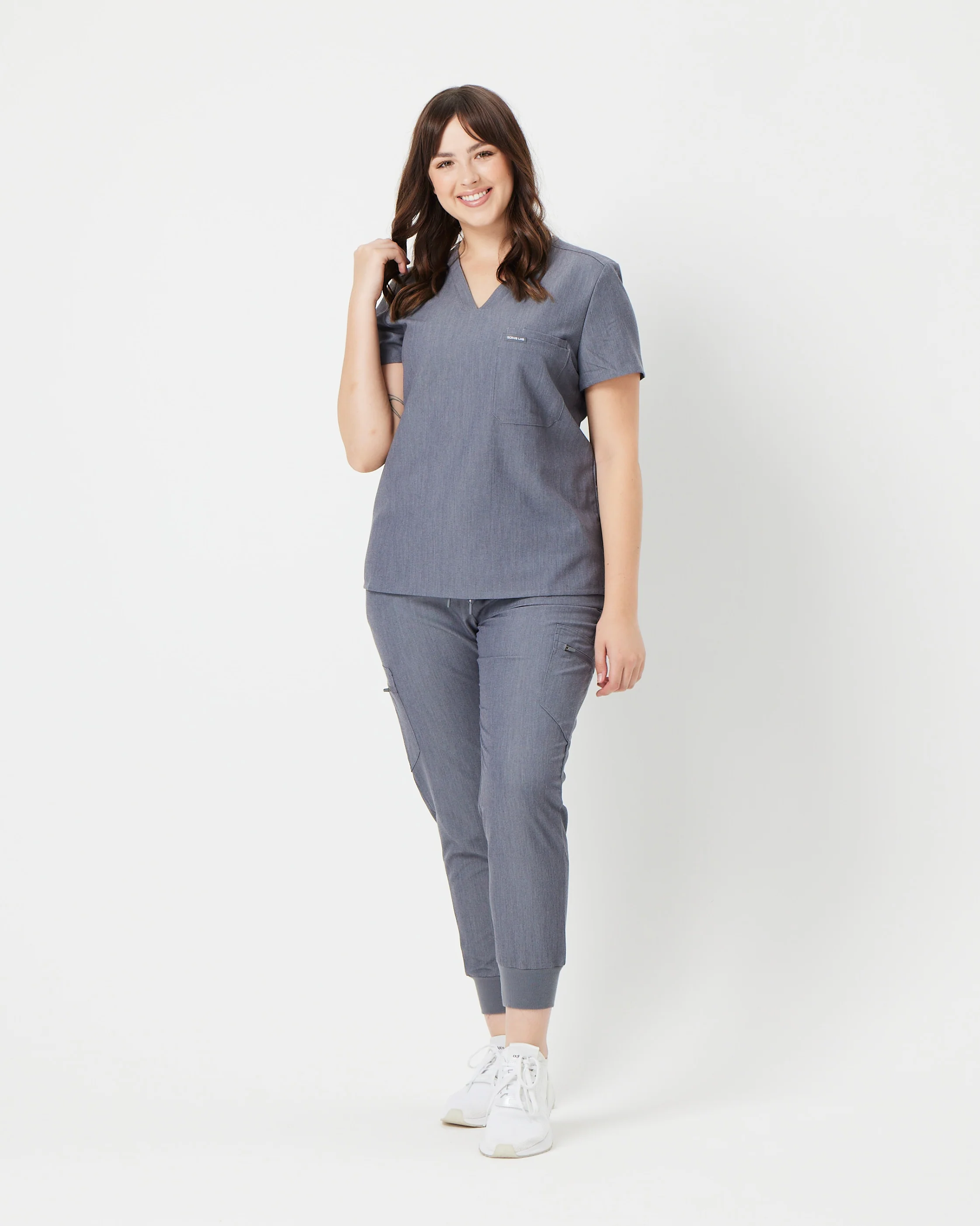 FLORENCE Three Chest Pocket Scrub Top - Steel Grey | SLTECH™ - Image 3