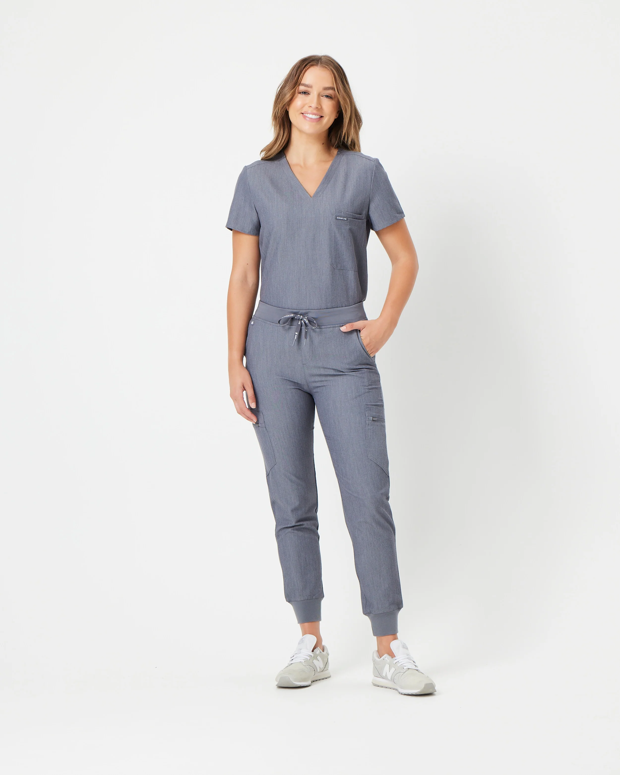 FLORENCE Three Chest Pocket Scrub Top - Steel Grey | SLTECH™ - Image 4