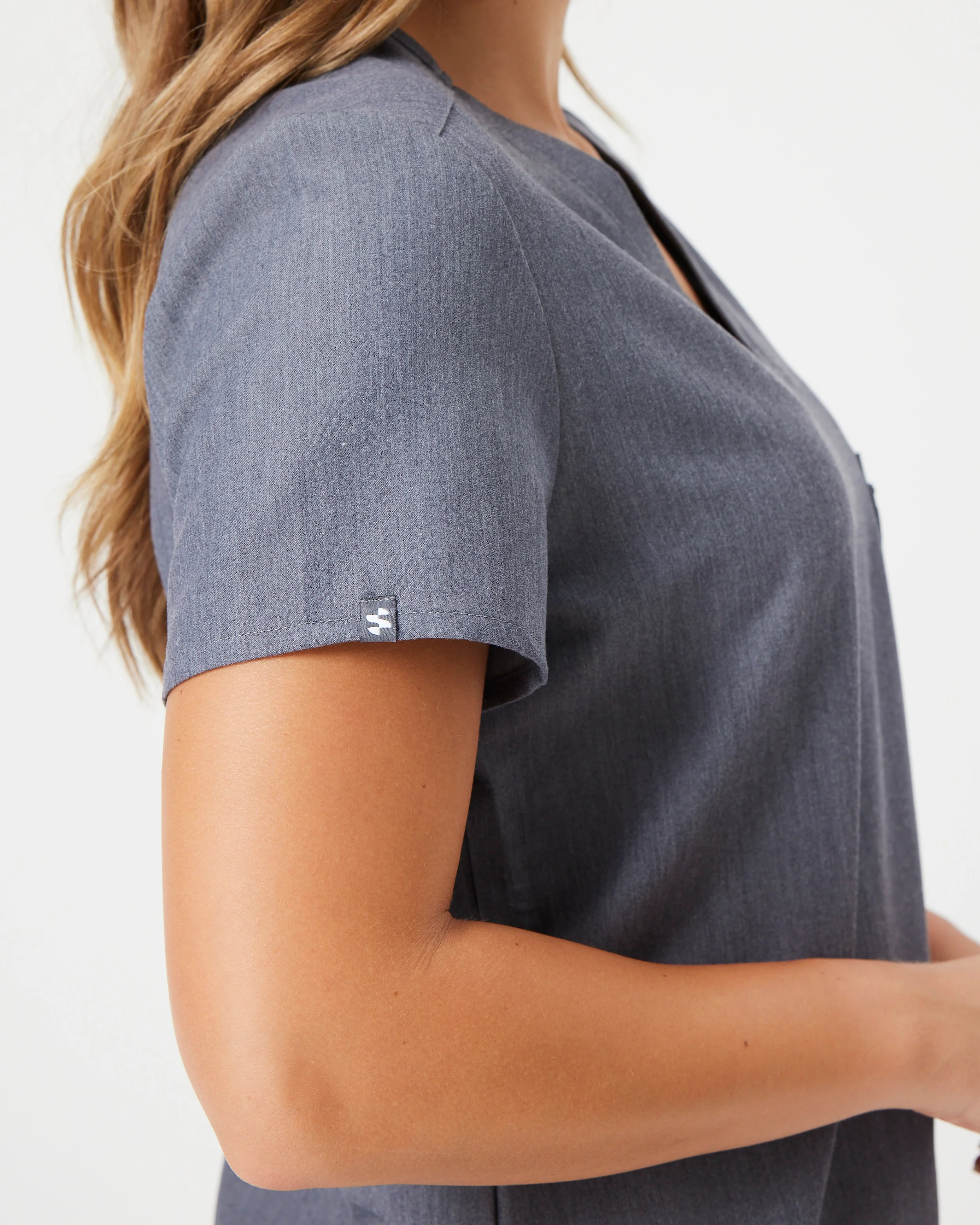 FLORENCE Three Chest Pocket Scrub Top - Steel Grey | SLTECH™ - Image 6