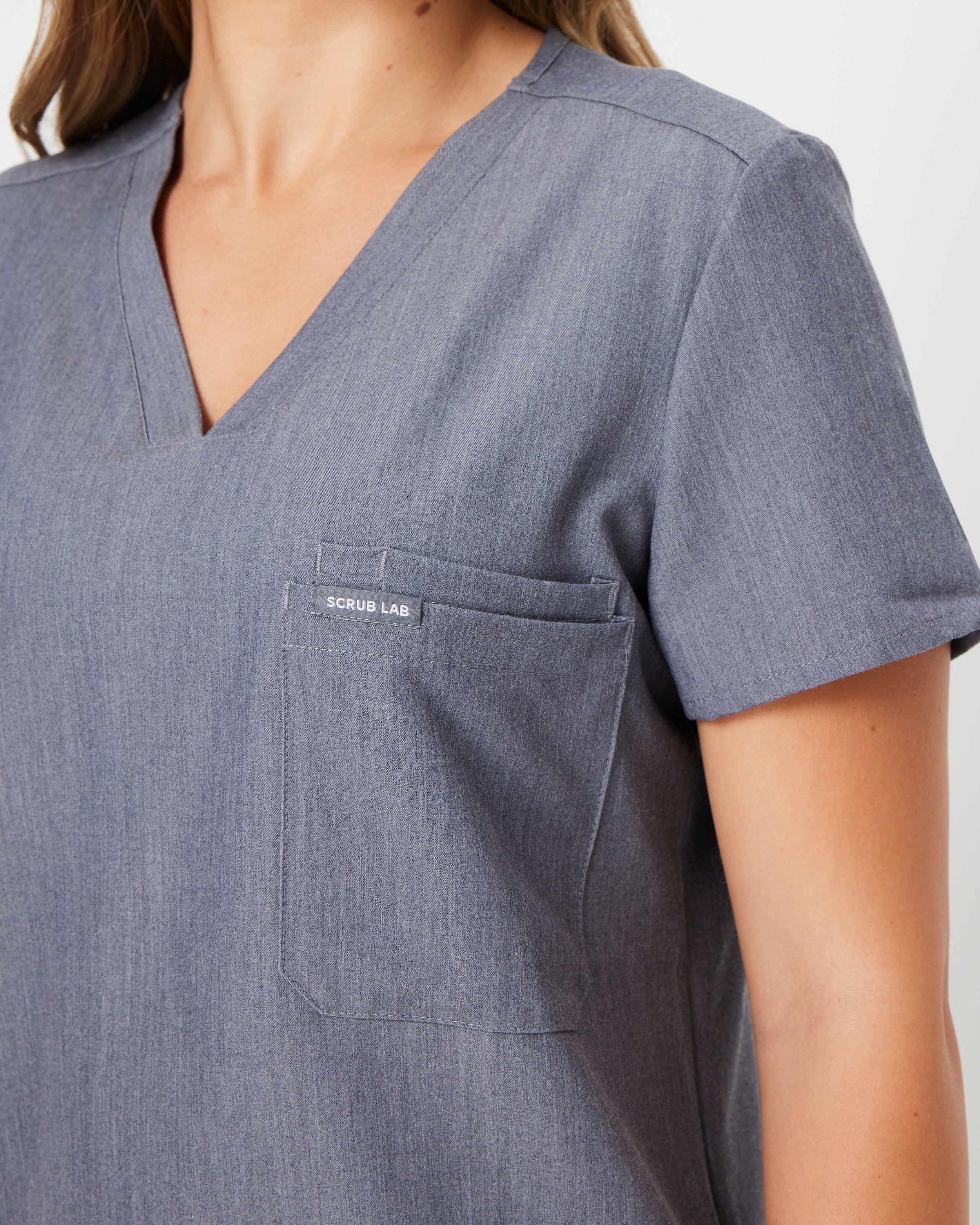 FLORENCE Three Chest Pocket Scrub Top - Steel Grey | SLTECH™ - Image 7