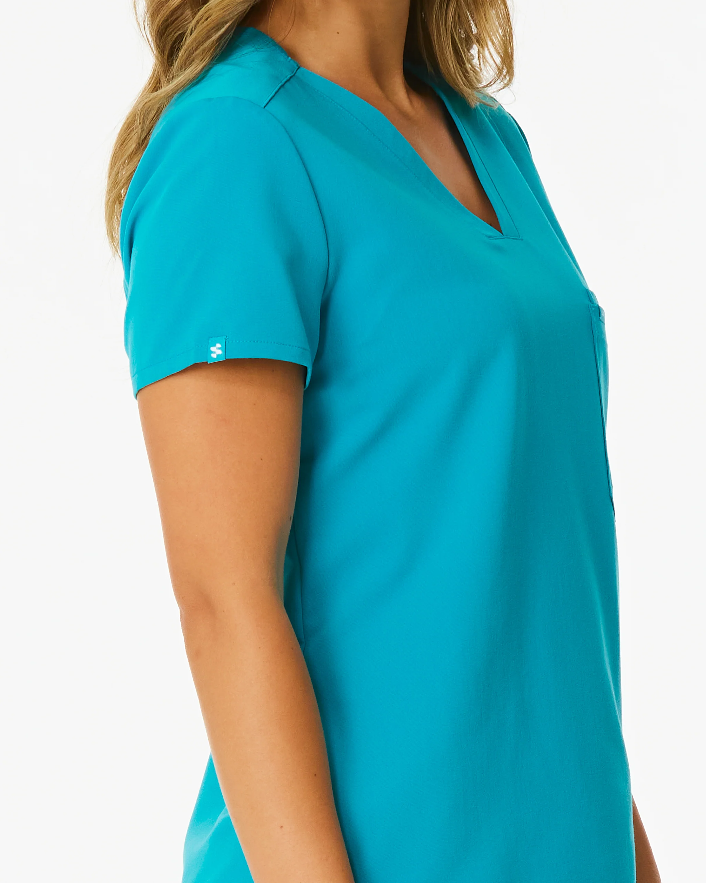 FLORENCE Three Chest Pocket Scrub Top (Original SLTECH™ fabric) - Teal - CLEARANCE - Image 5