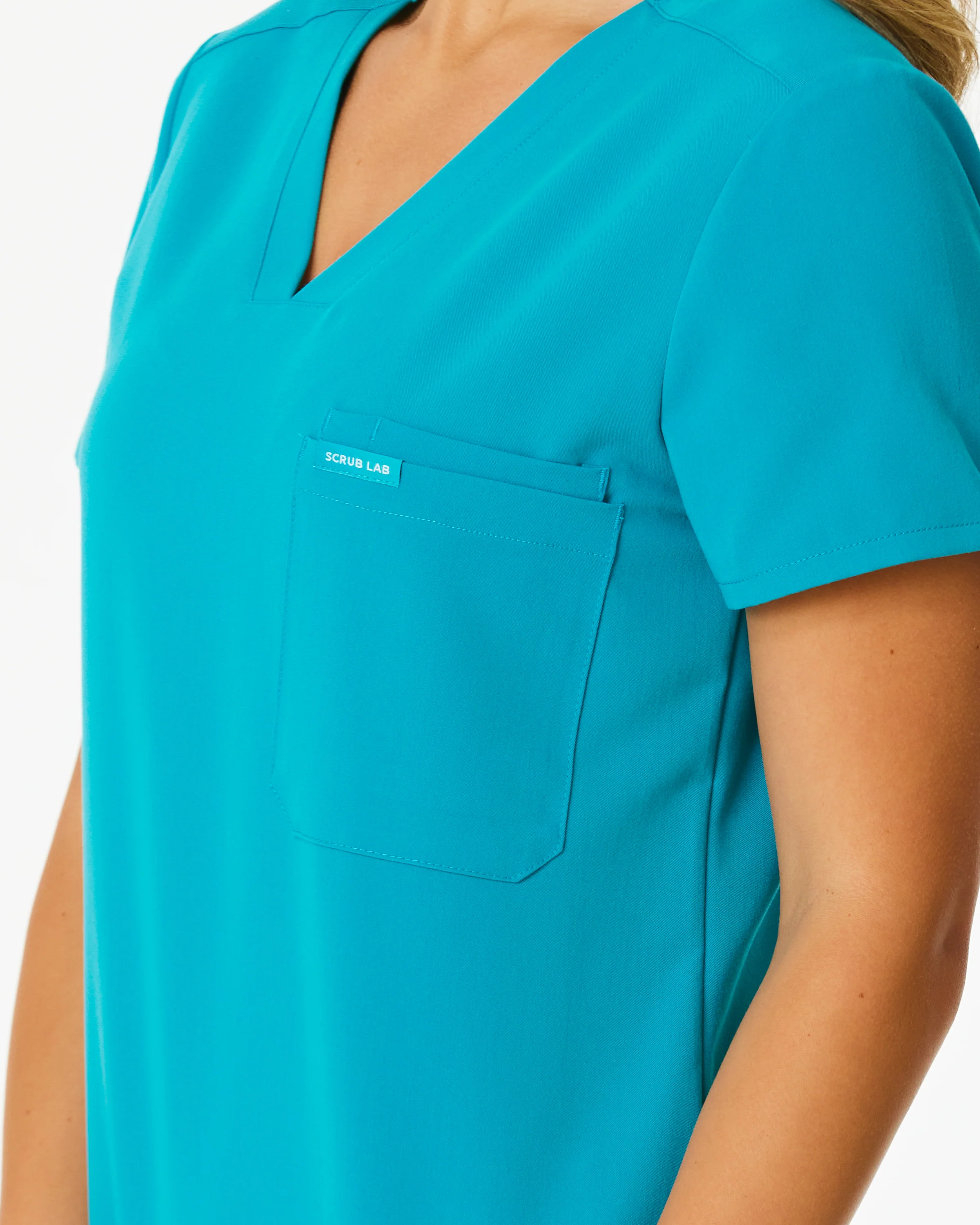 FLORENCE Three Chest Pocket Scrub Top (Original SLTECH™ fabric) - Teal - CLEARANCE - Image 6