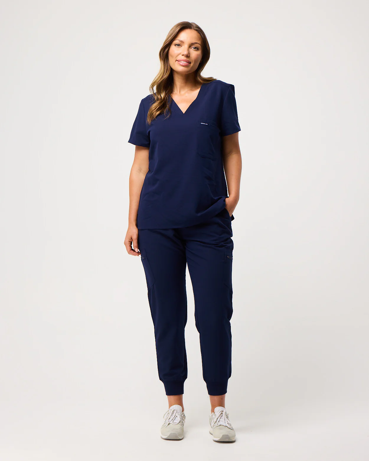 FLORENCE Three Chest Pocket Scrub Top - Navy | SLTECH™ - Image 4
