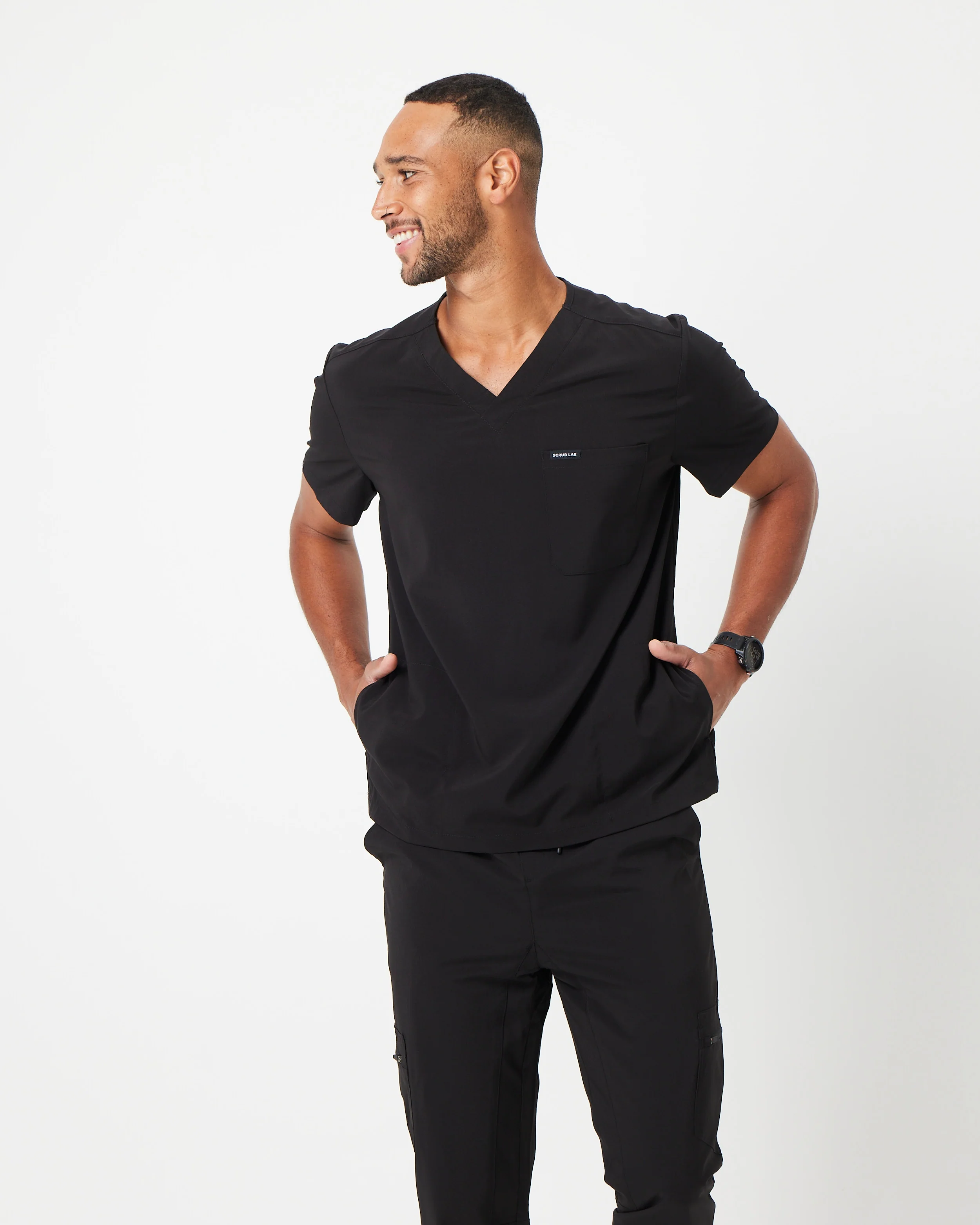 HARRY Three Pocket Scrub Top (Anti-Static SLVTECH™ Fabric) - Black - CLEARANCE - Image 5