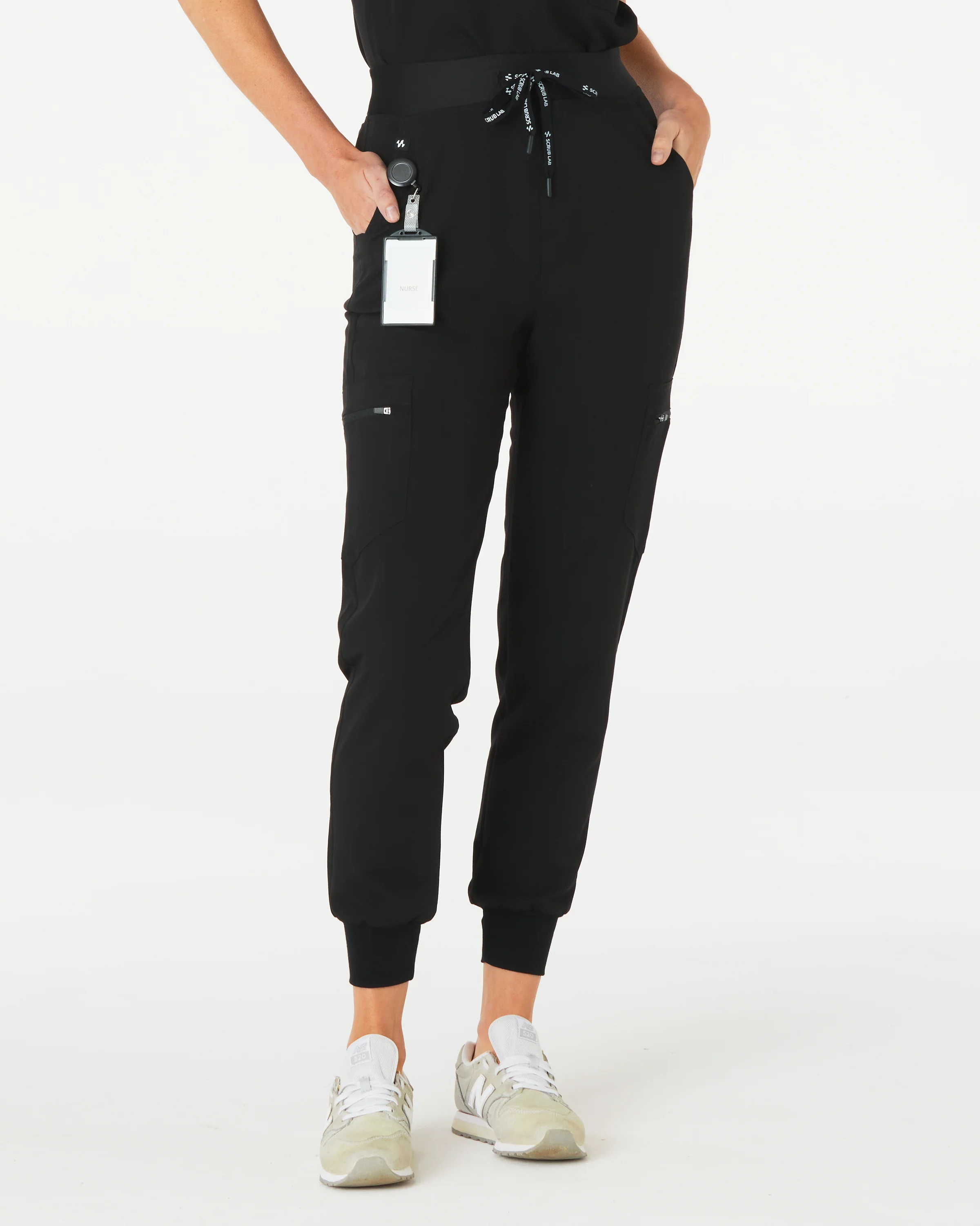 LUCY High Waisted Jogger Scrub Pants - Black | SLTECH™