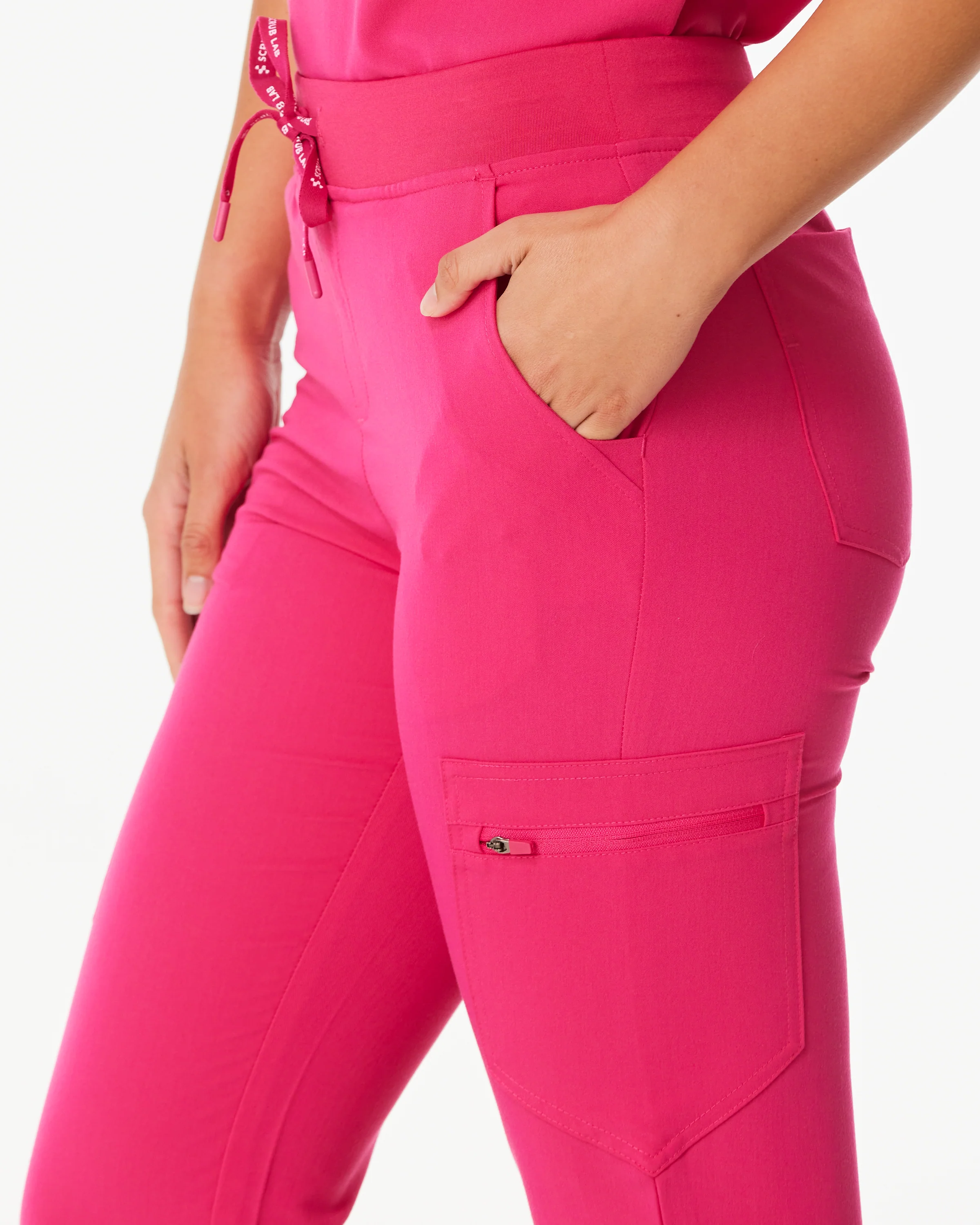 LUCY High Waisted Jogger Scrub Pants - Candy Pink | SLTECH™ - CLEARANCE - Image 6
