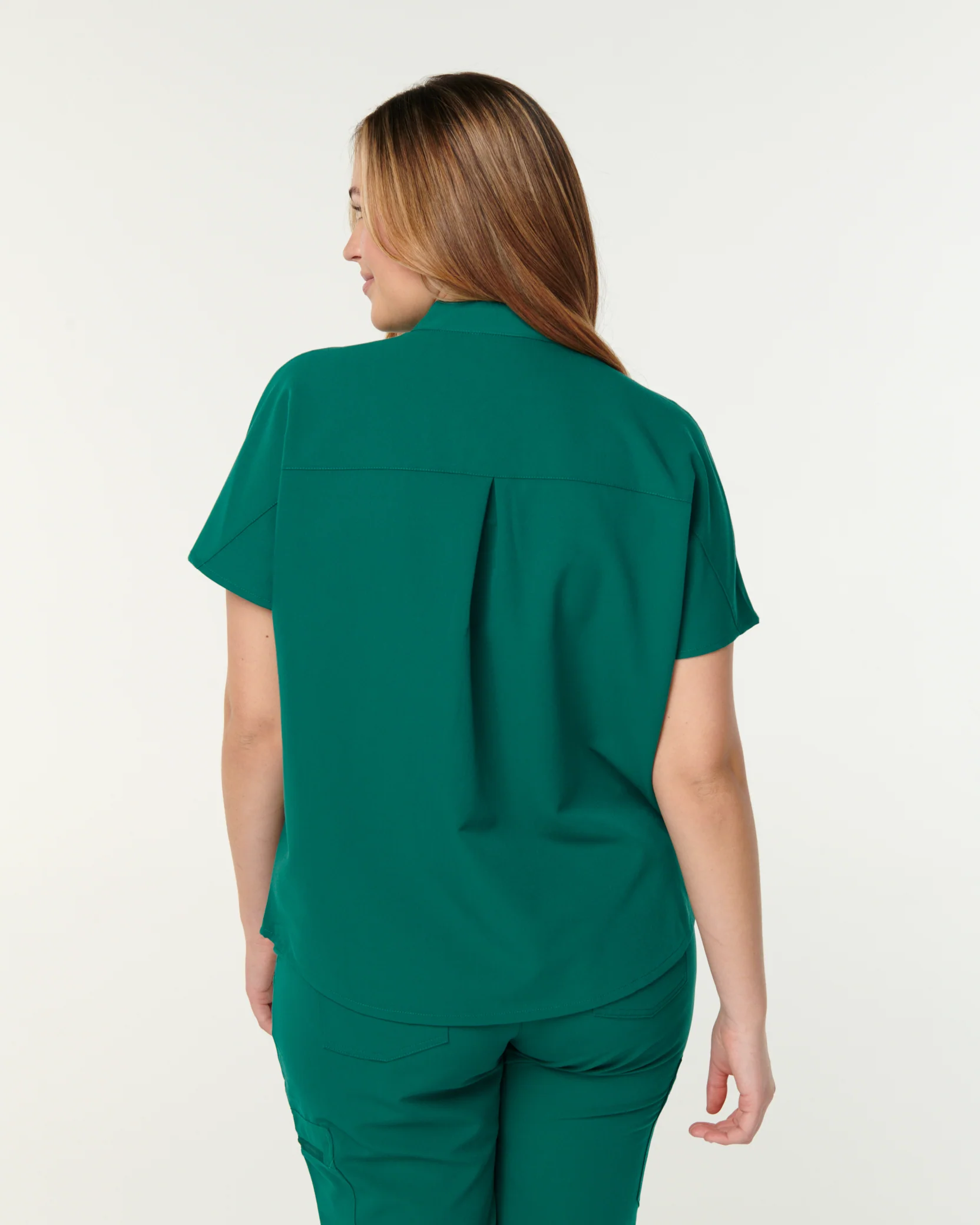 MABEL Mandarin Collar Scrub Top - Hunter Green | SLTECH™ - Image 3